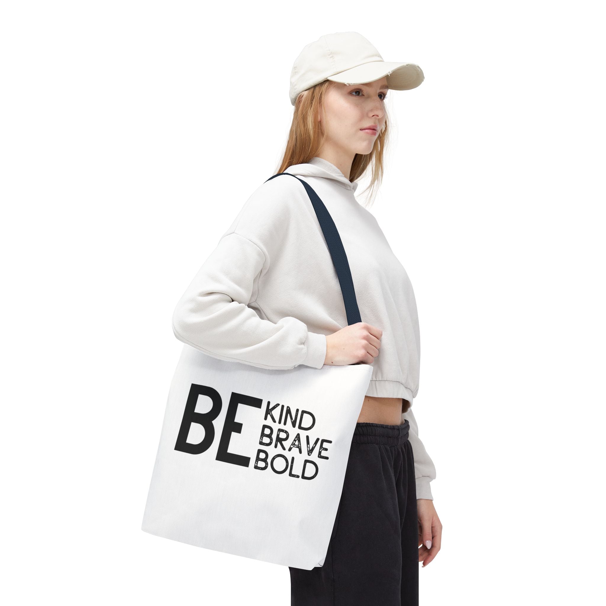 Inspirational Tote Bag - Be Kind Brave Bold - Eco-Friendly Carryall