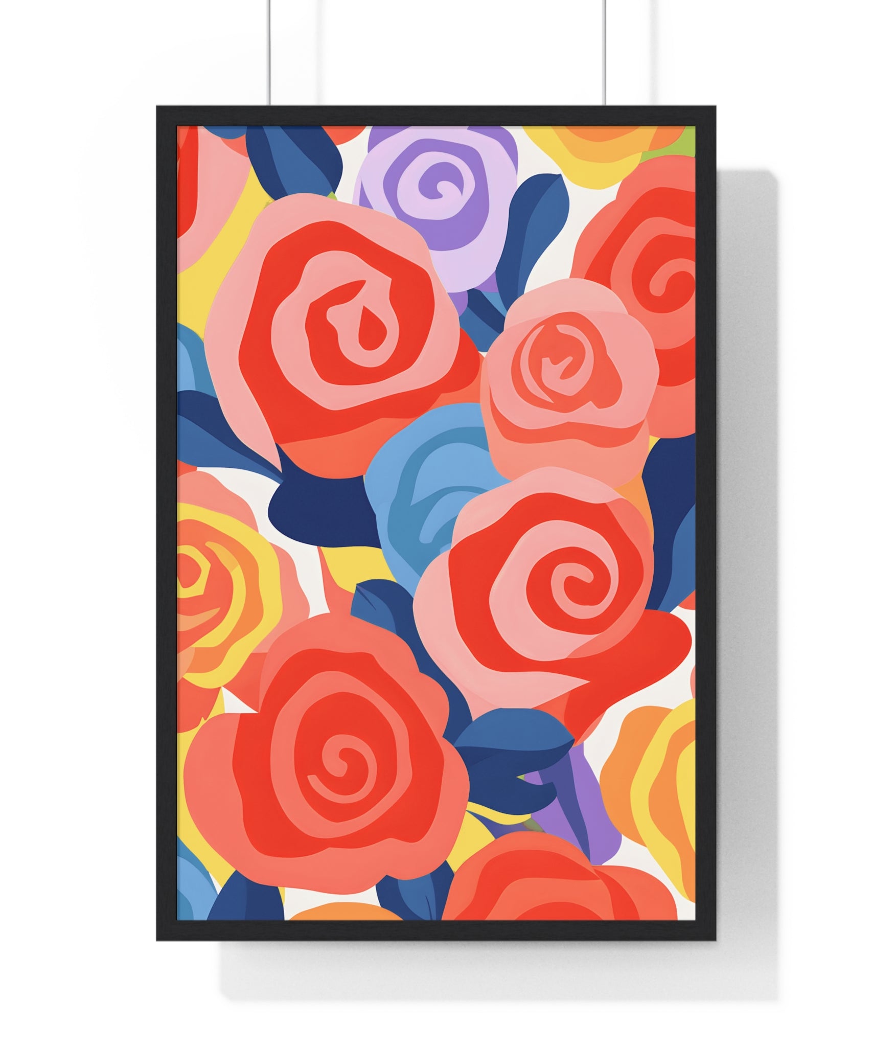 Elegant Roses Art Print on Premium Wooden Framed Poster – Wall Decor