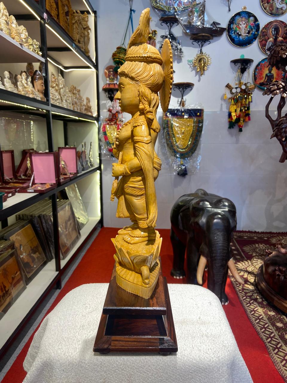 Handmade Standing Muralidhar Krishna Wooden Sculpture | Gallory Hive