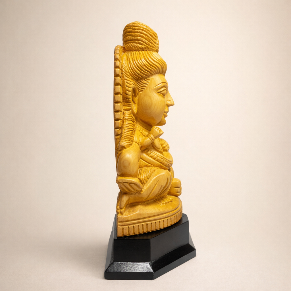 Handmade Sitting Lord Shiva Wooden Sculpture | Gallory Hive