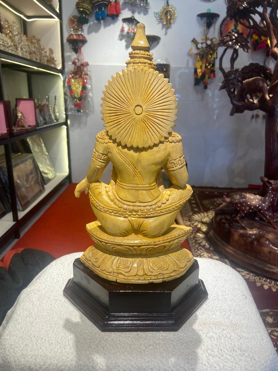 Handmade Sitting Lord Ayyappa Wooden Sculpture | Gallory Hive