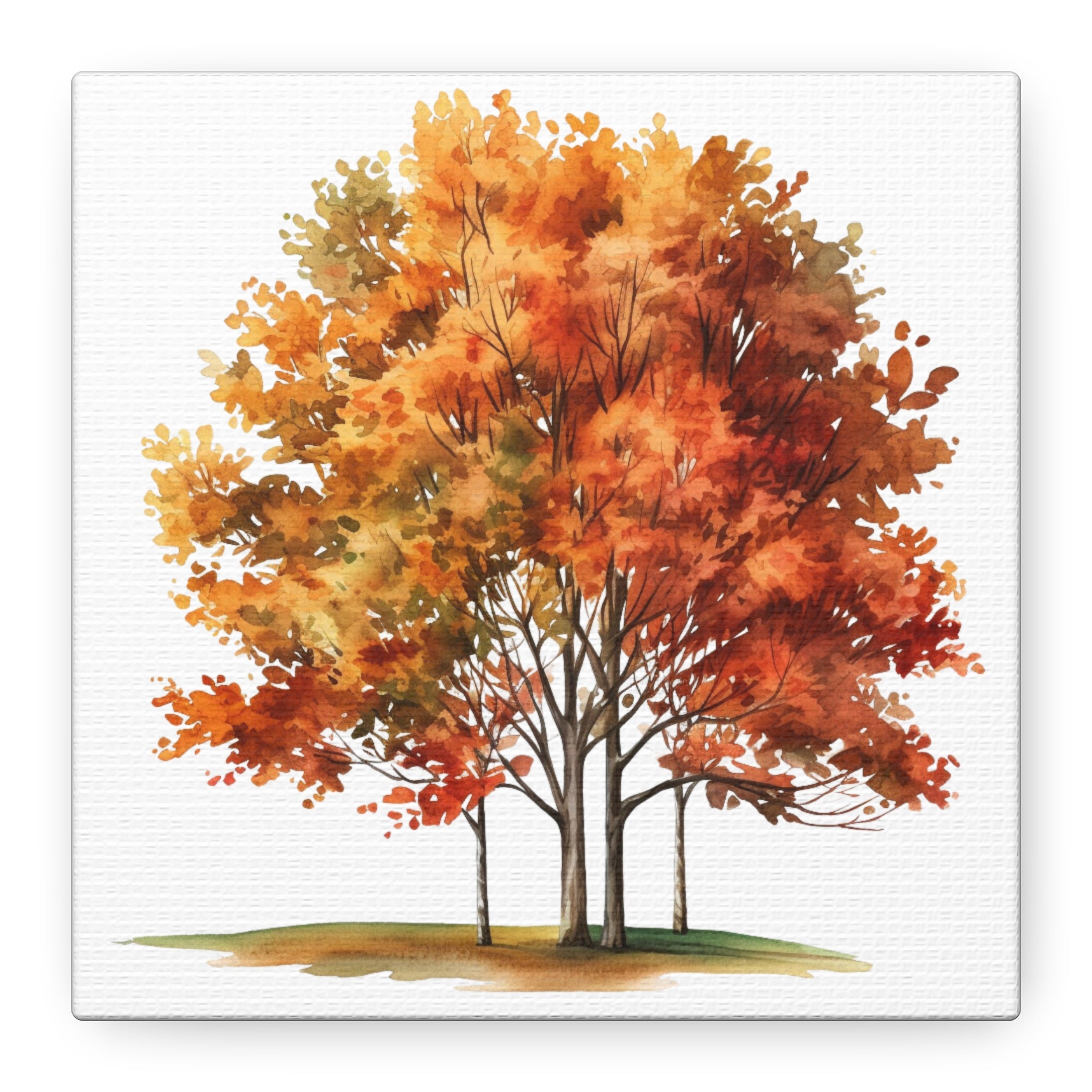 Majestic Autumn Tree Watercolor – Fall Foliage Canvas Wall Art