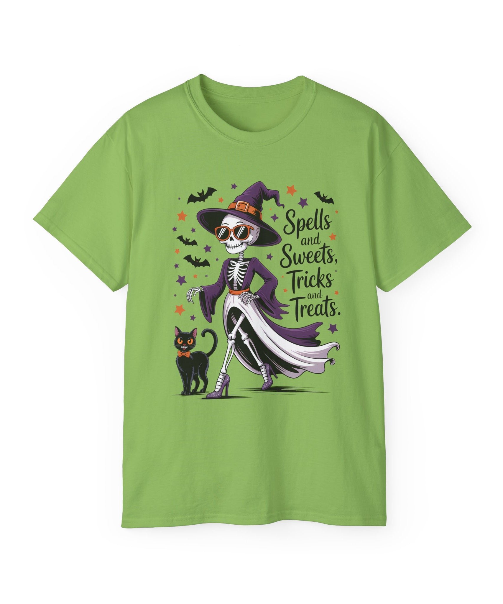 Spooky Skeleton Halloween Witch T-Shirt | Gallory Hive