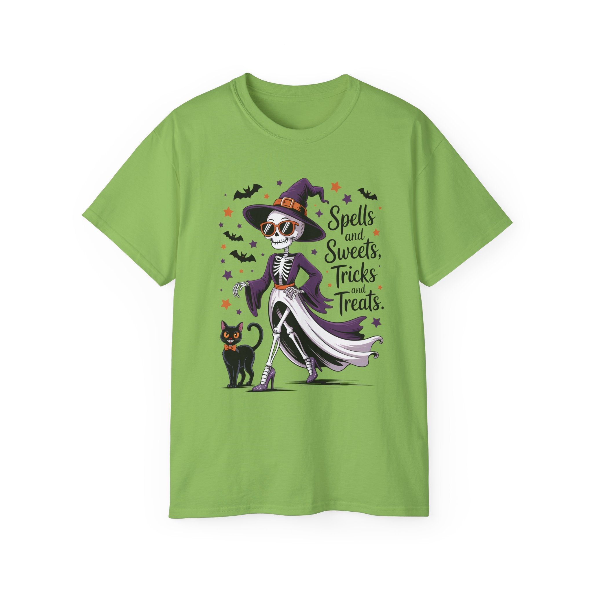 Spooky Skeleton Halloween Witch T-Shirt | Gallory Hive