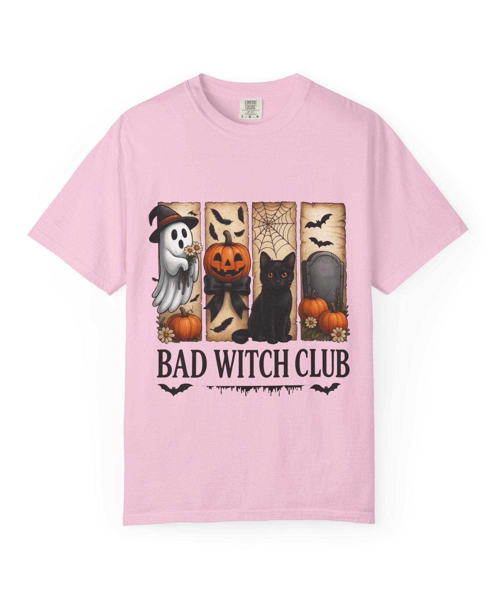 Bad Witch Club Halloween T-Shirt – Cute Ghost, Black Cat, Pumpkin & Spooky Gothic Design - Gallory Hive