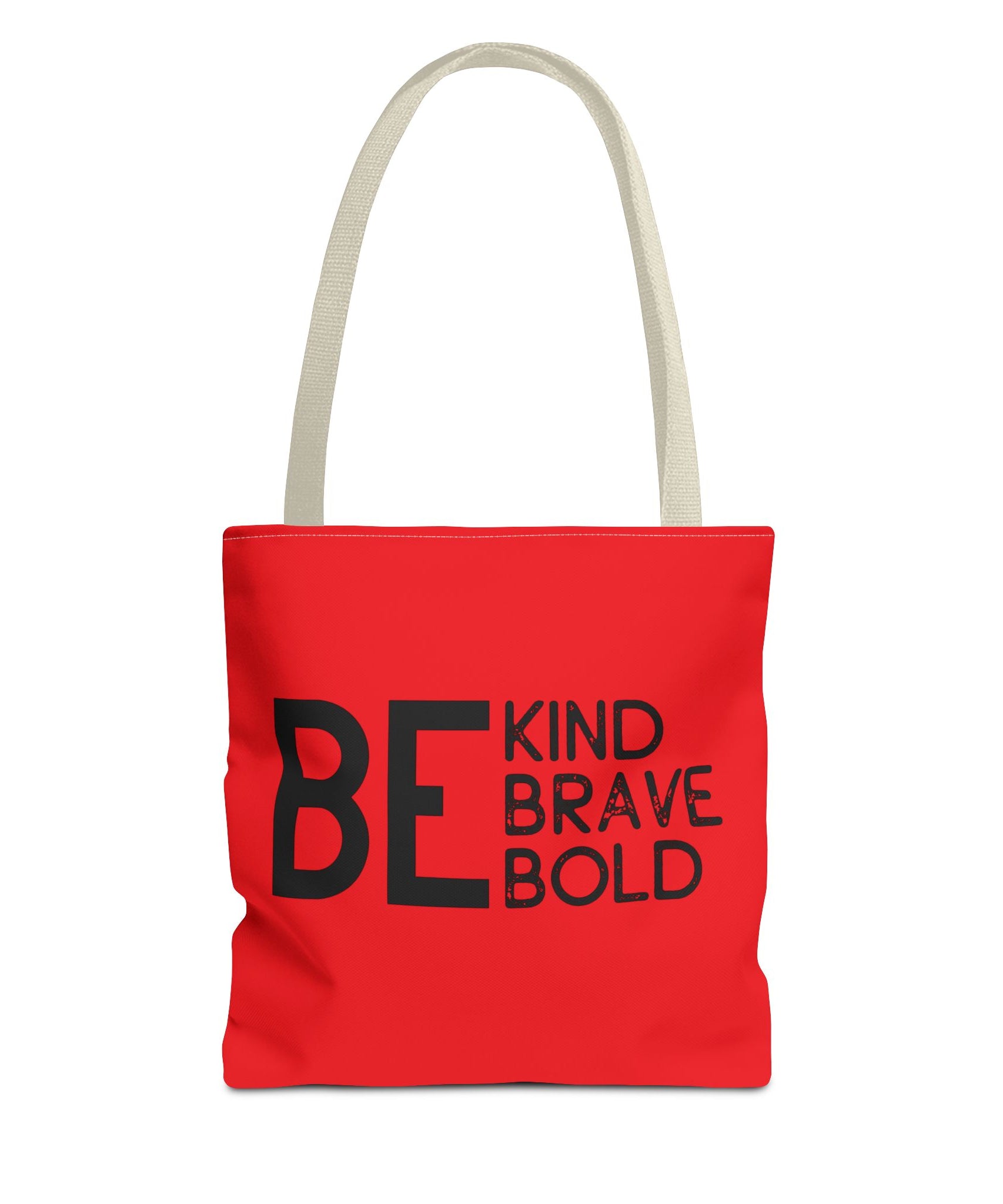 Inspirational Tote Bag - Be Kind Brave Bold - Eco-Friendly Carryall - Red
