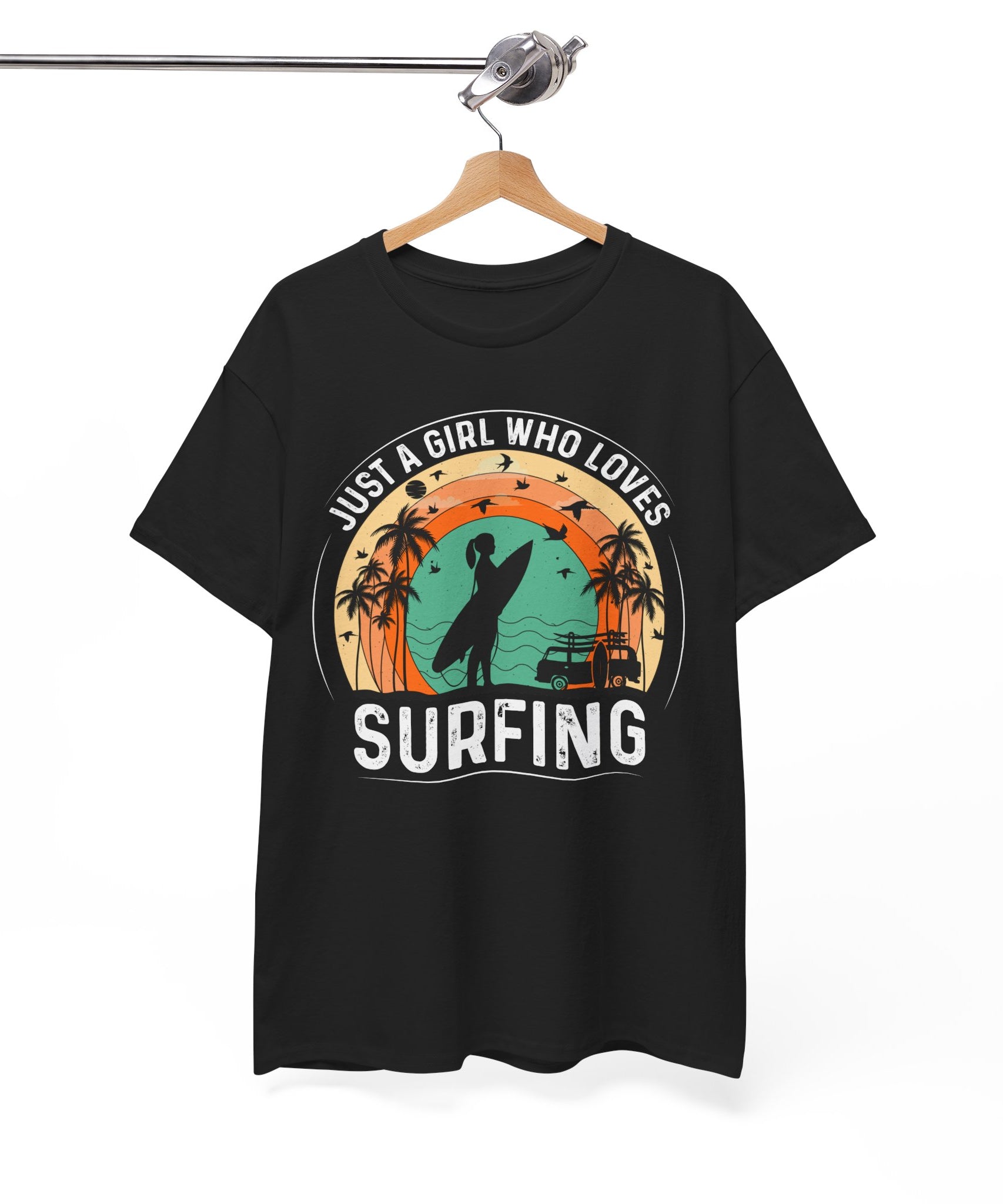 Beach Girl Surfing Retro Tee | Gallory Hive
