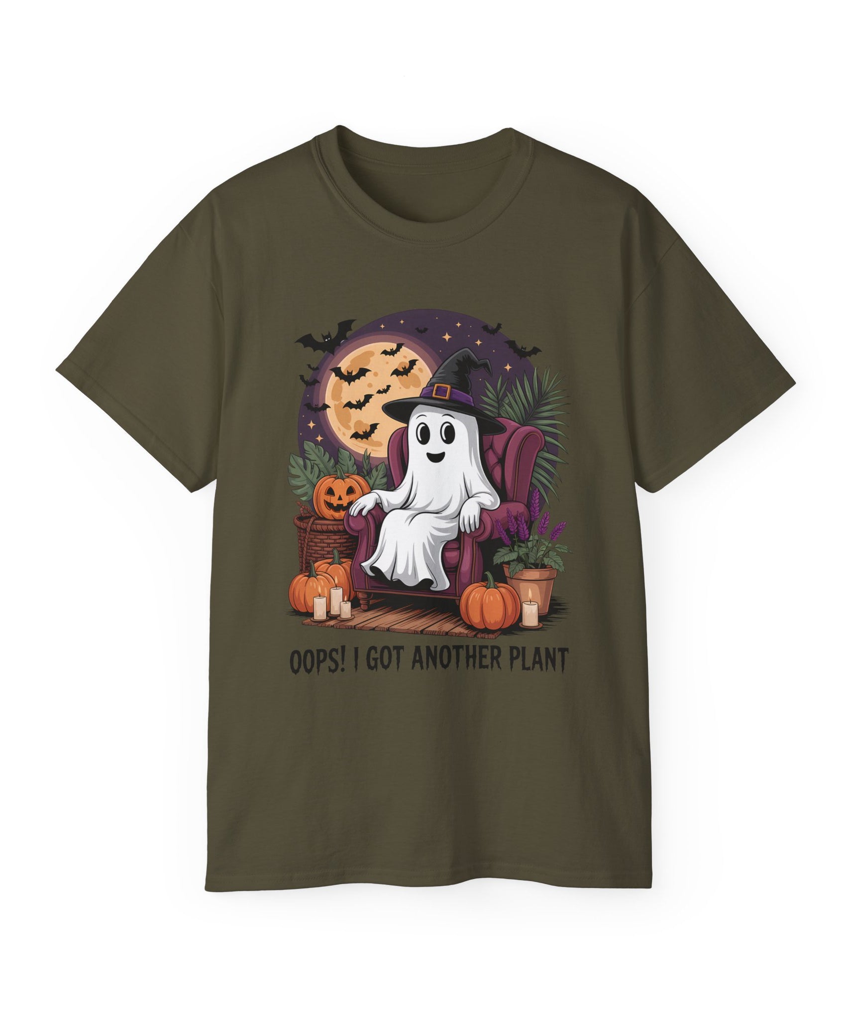 Halloween Plant Ghost Tee - Spooky Witch Design | Gallory Hive