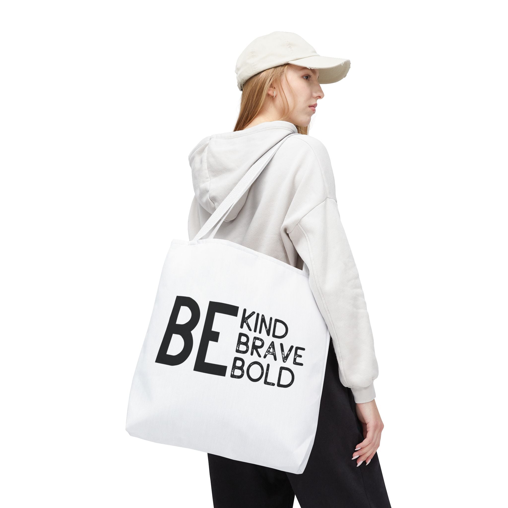 Inspirational Tote Bag - Be Kind Brave Bold - Eco-Friendly Carryall