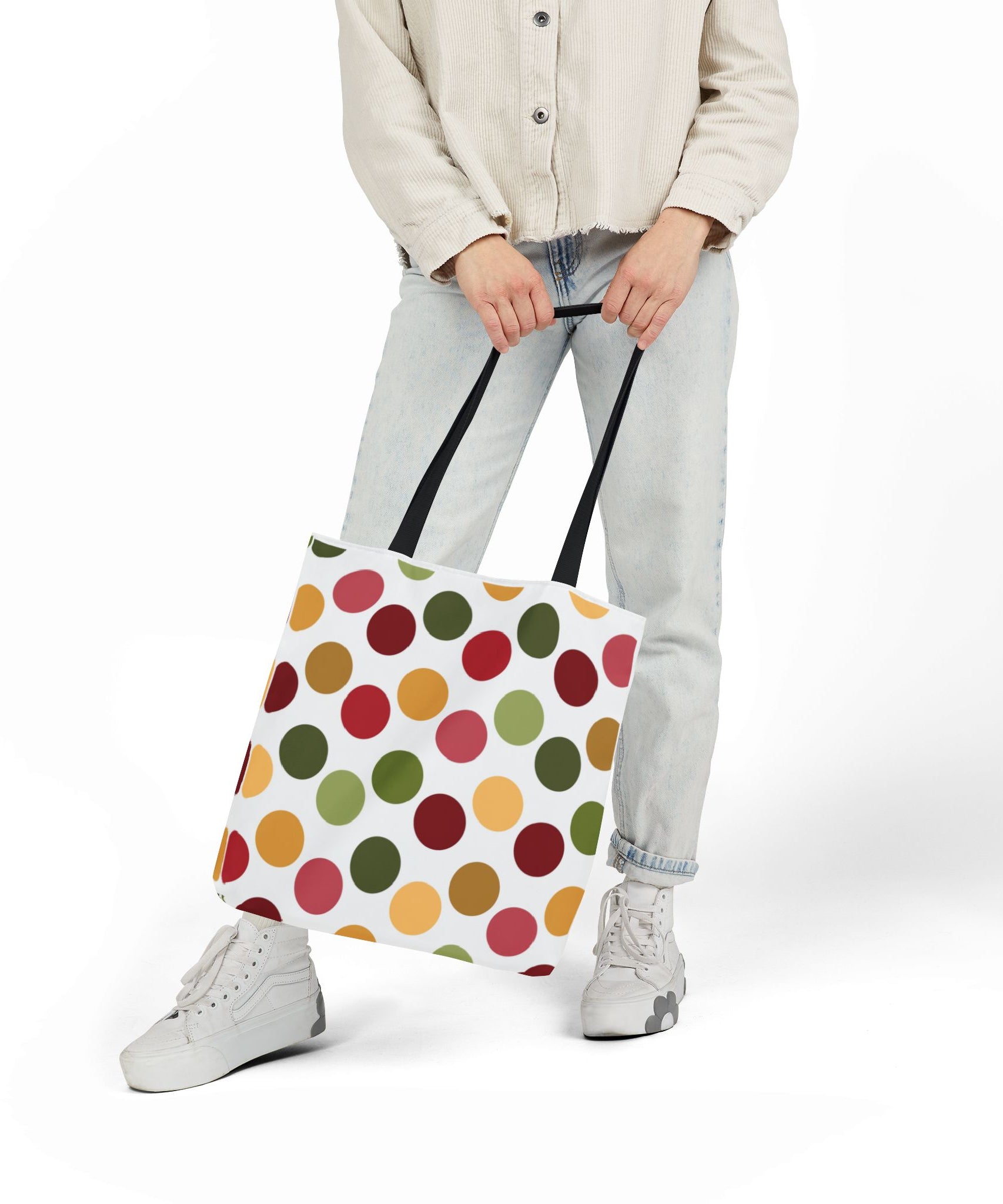 Colorful Polka Dot Canvas Tote Bag