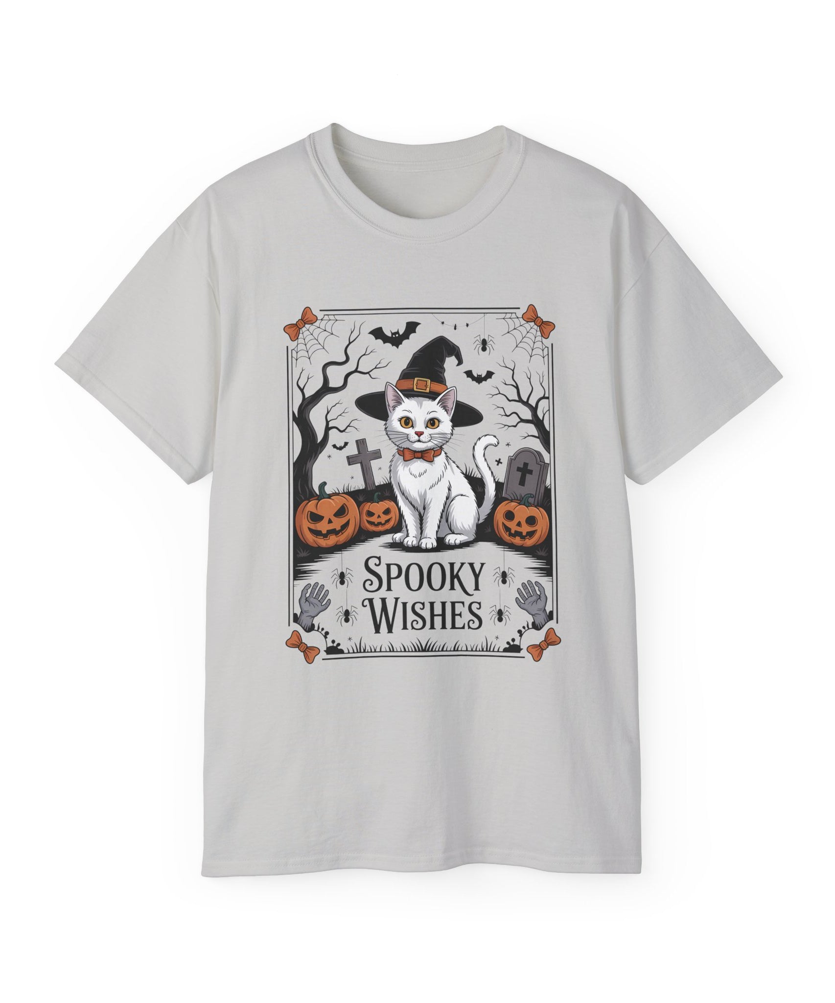 Spooky Wishes Witch Cat Halloween T-Shirt | Gallory Hive