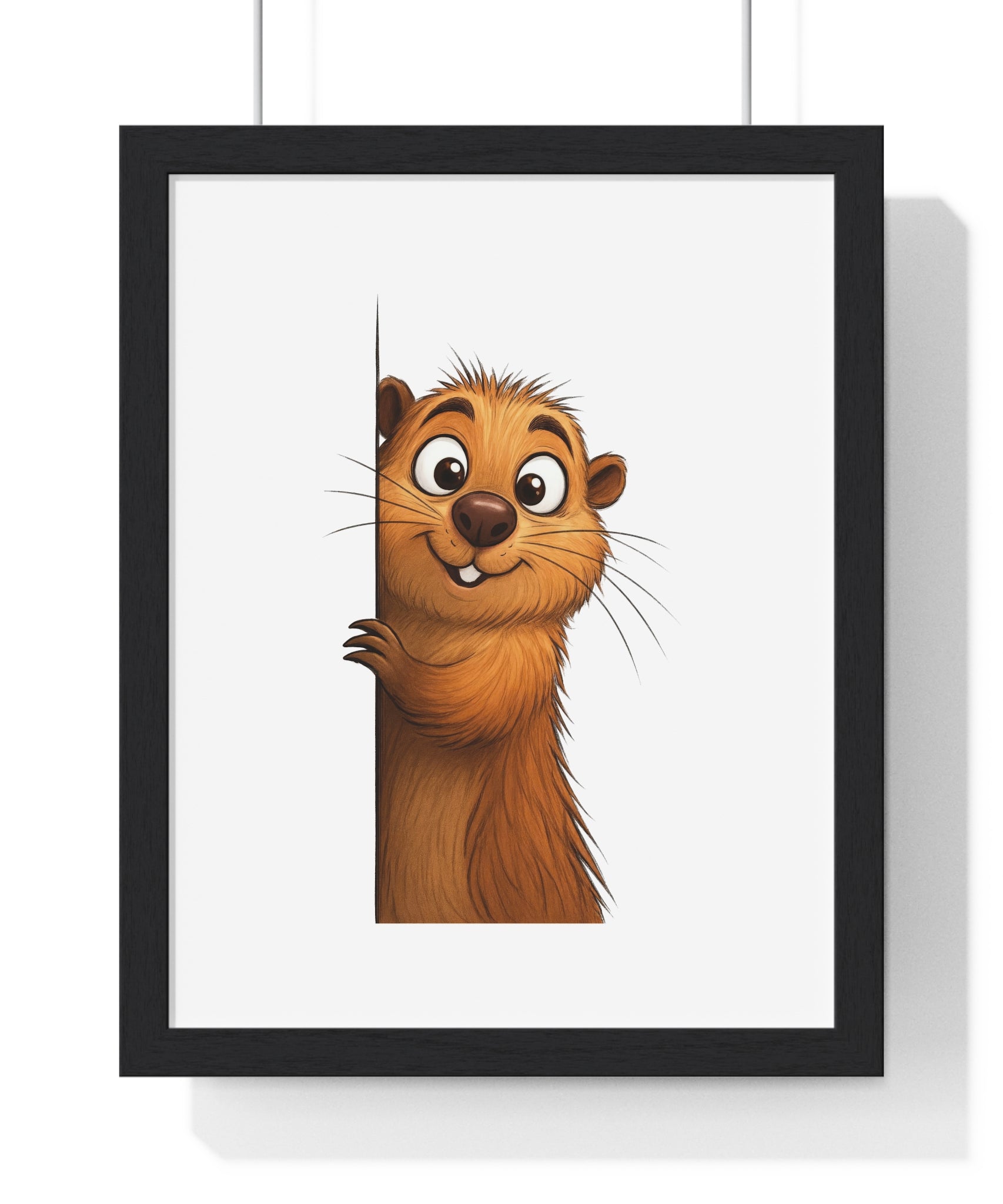 Playful Groundhog Peekaboo Wall Art – Wooden Frame Decor for Kids & Animal Lovers