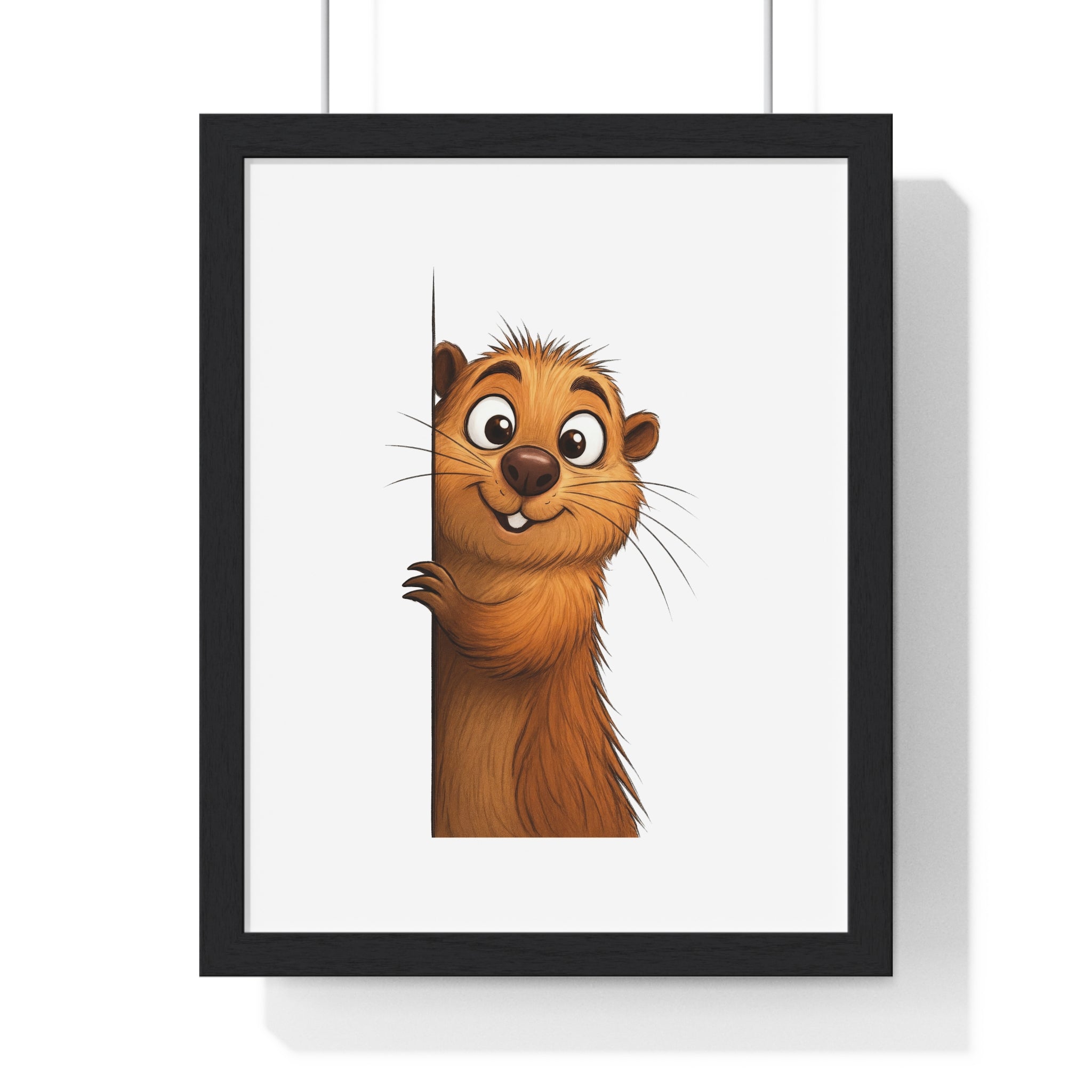 Playful Groundhog Peekaboo Wall Art – Wooden Frame Decor for Kids & Animal Lovers
