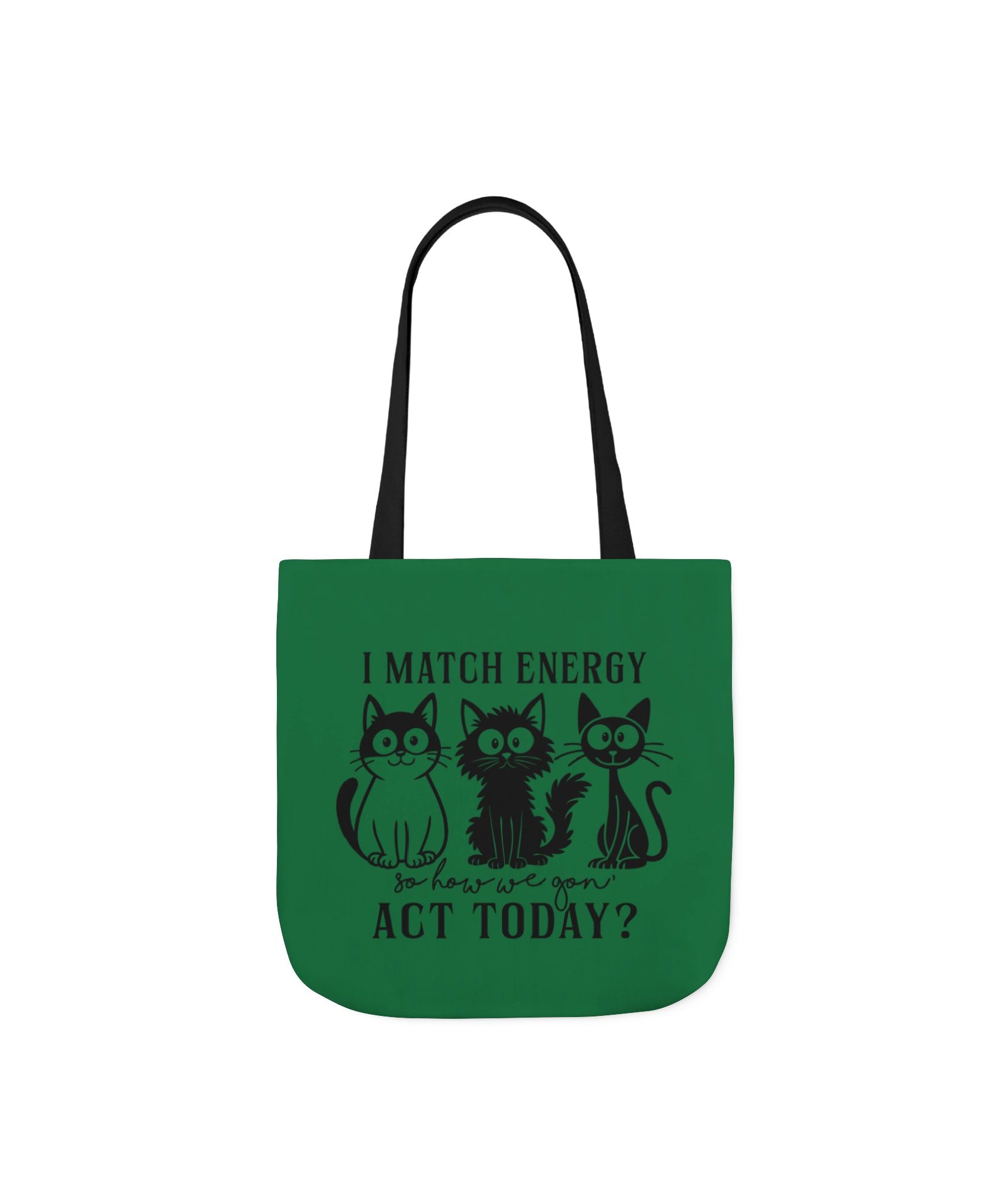 Cute Cat Tote – Reusable Dark Green Bag | Gallory Hive