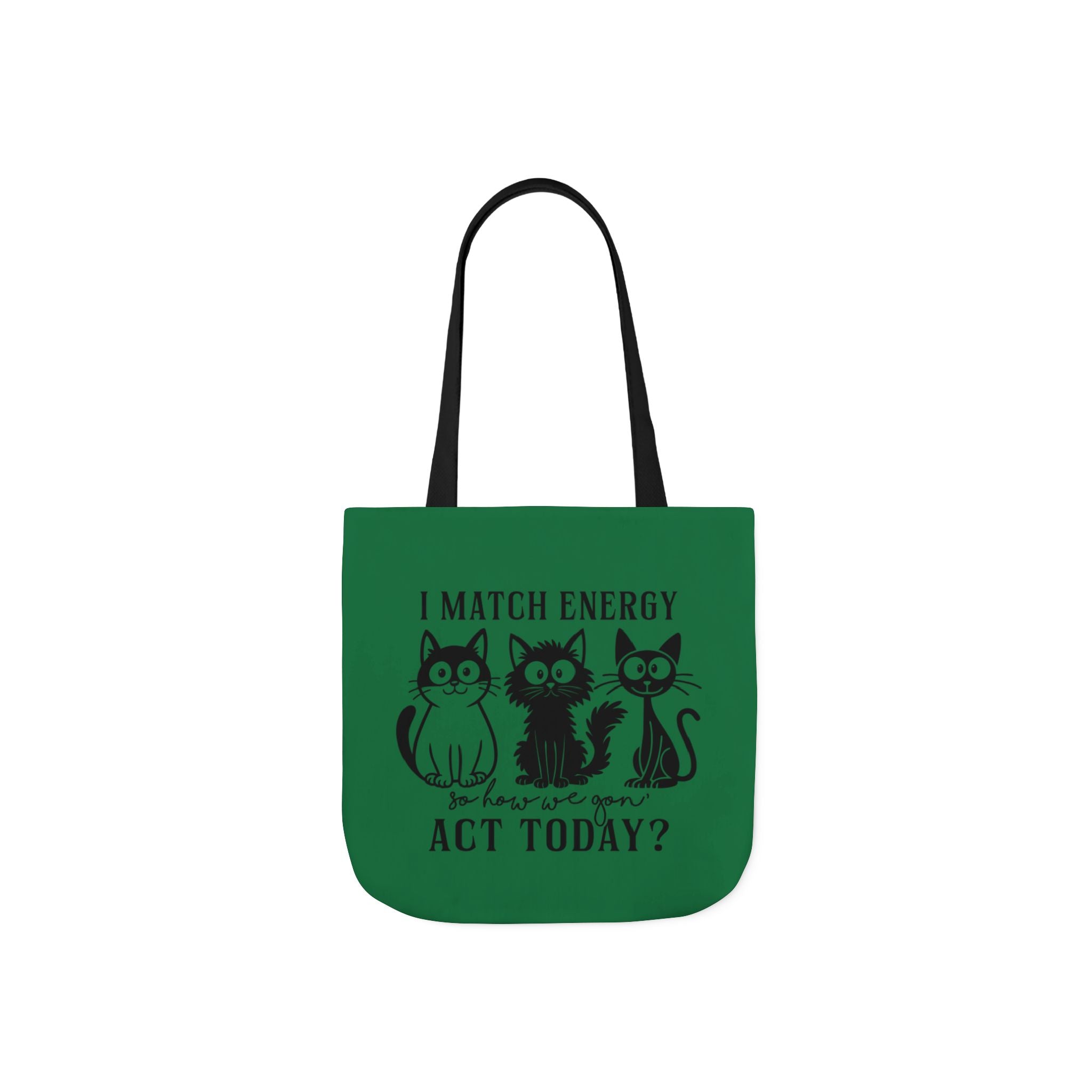 Cute Cat Tote – Reusable Dark Green Bag | Gallory Hive