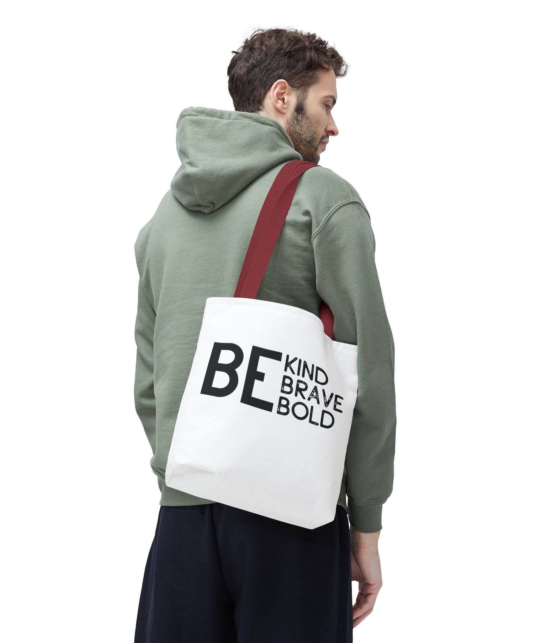 Inspirational Tote Bag - Be Kind Brave Bold - Eco-Friendly Carryall