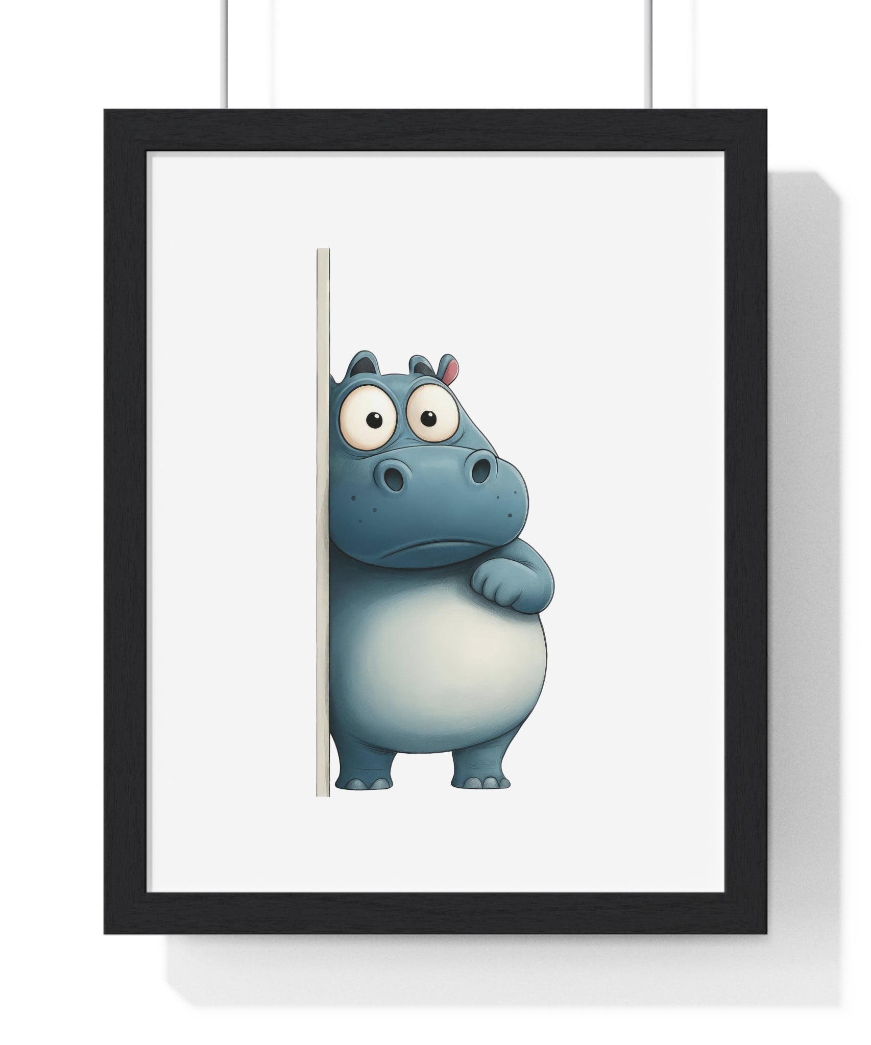Shy Hippo Wooden Frame Wall Décor