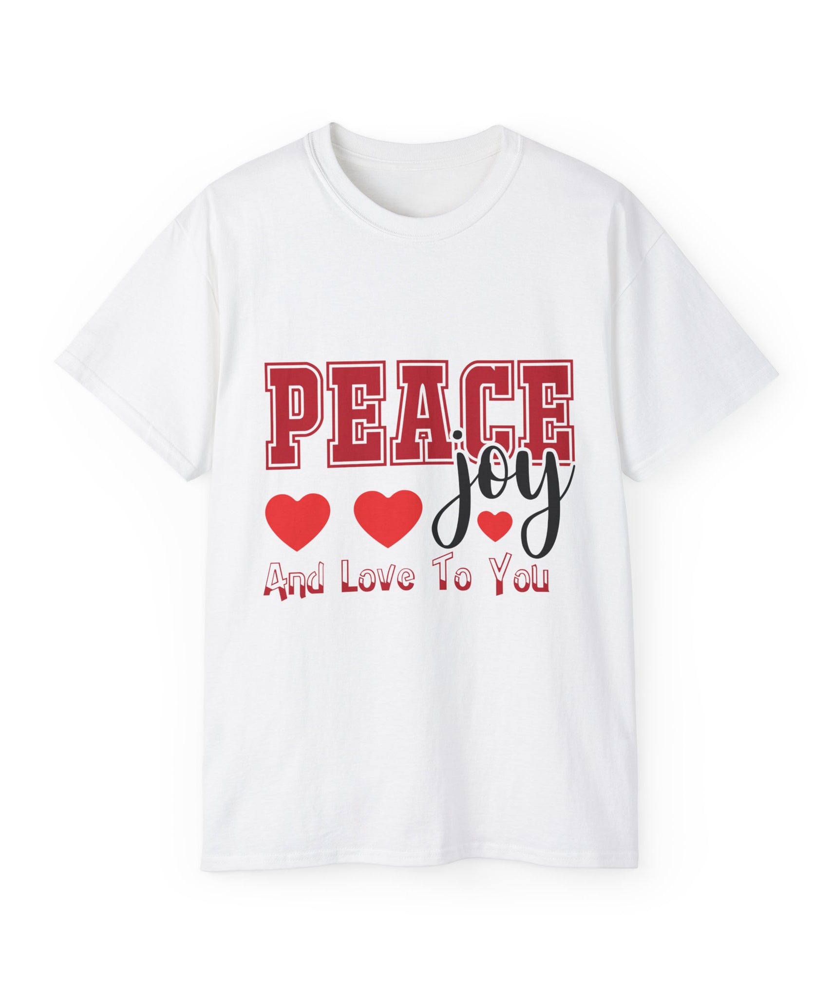 Peace, Joy & Love Retro Christmas T-Shirt | Gallory Hive