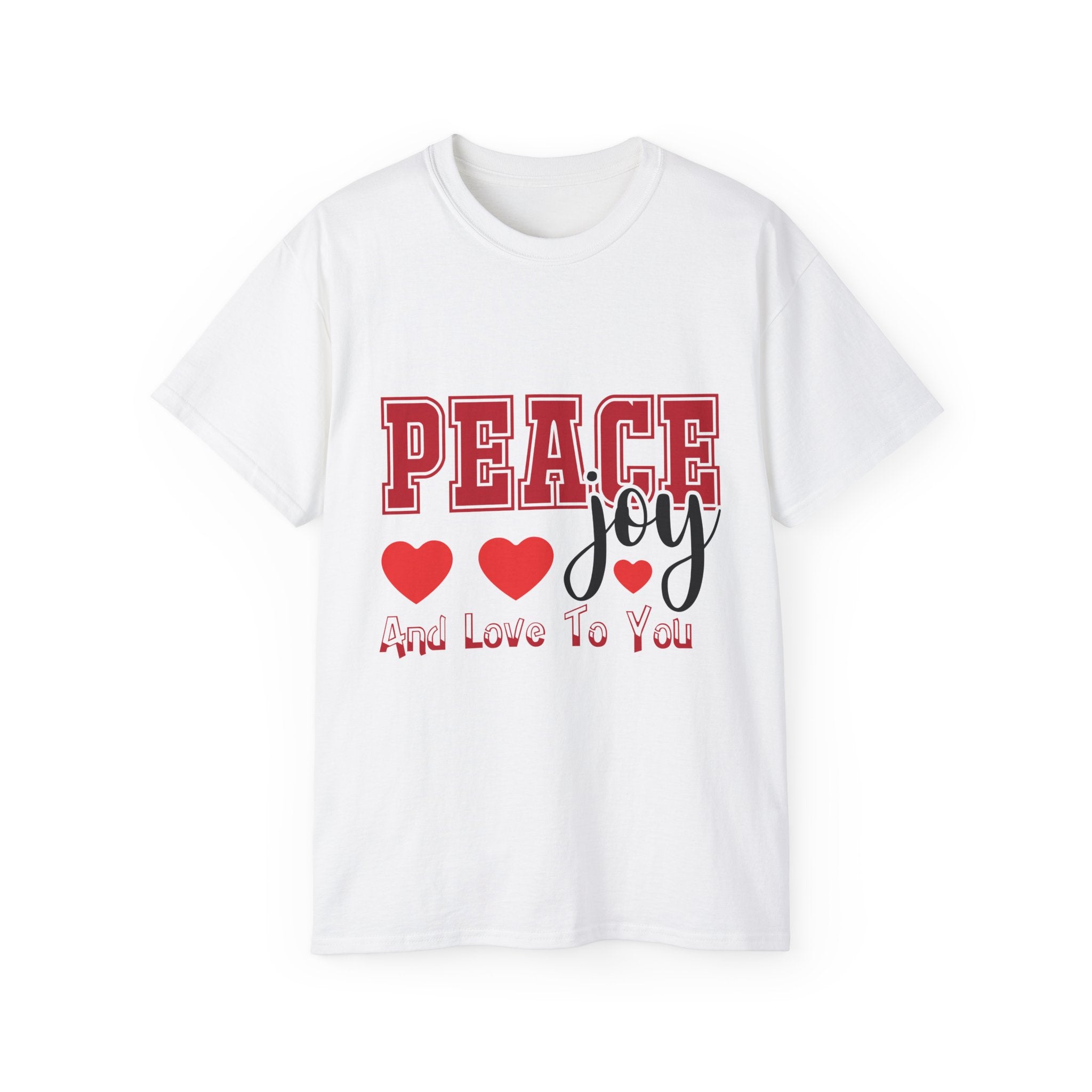 Peace, Joy & Love Retro Christmas T-Shirt | Gallory Hive