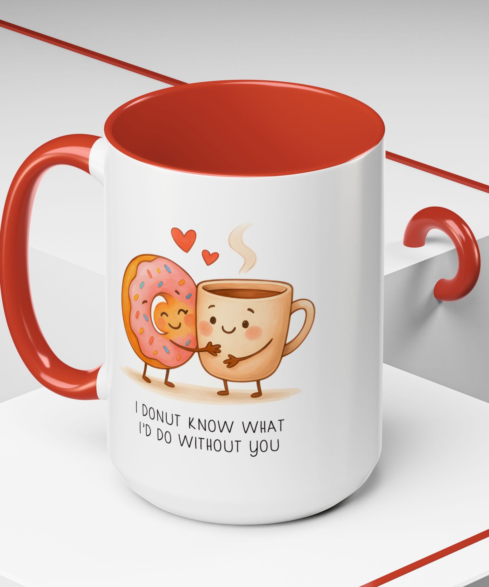 Cute Donut and Coffee Love Ceramic Mug | Gallory Hive