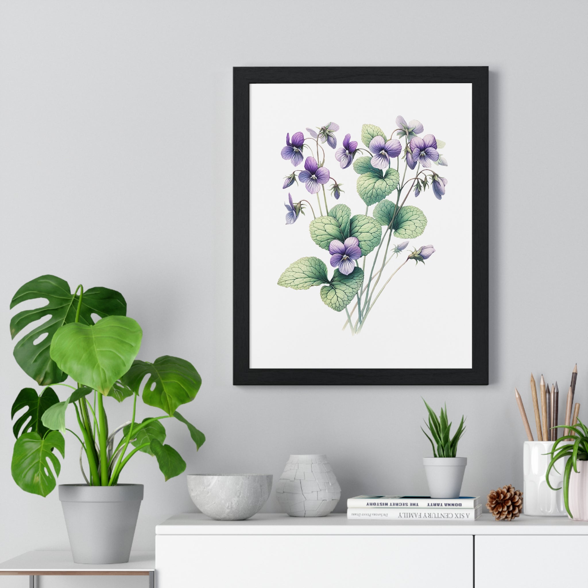 Violet Birth Month Flower – February Wooden Framed Wall Art