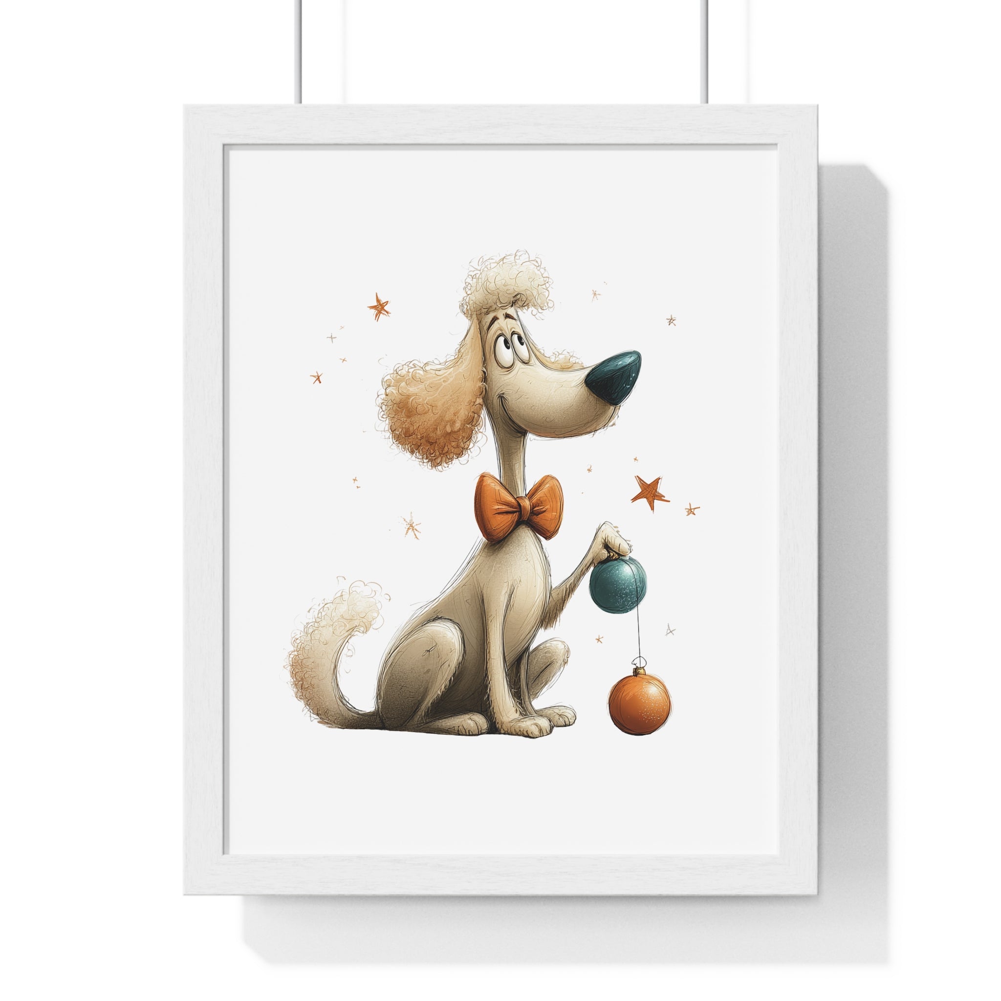 Festive Poodle with Ornaments – Wooden Wall Frame Holiday Decor - Gallory Hive