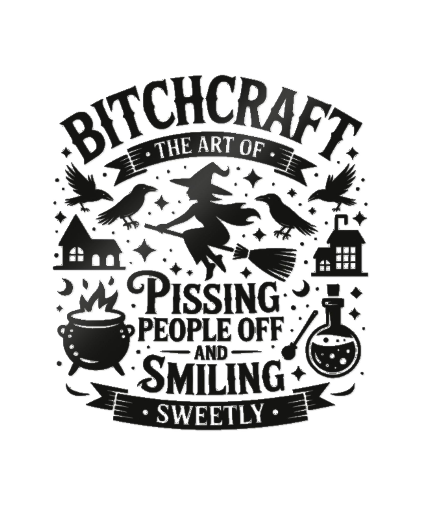 Die-Cut Stickers, Witchy Bitchcraft Decor - Halloween Gifts