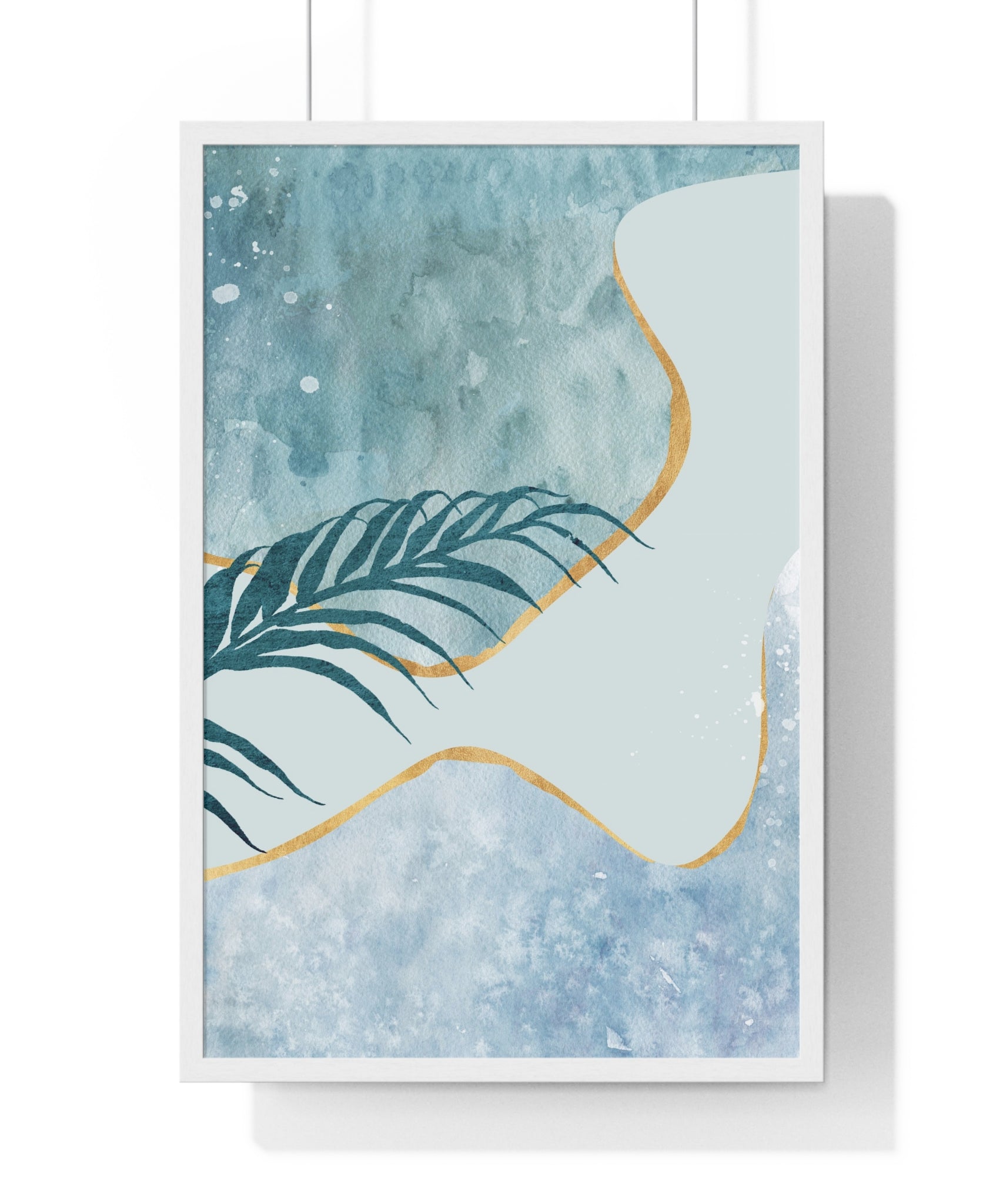 Abstract Leaf Prints on Wooden Frame – Modern Wall Art