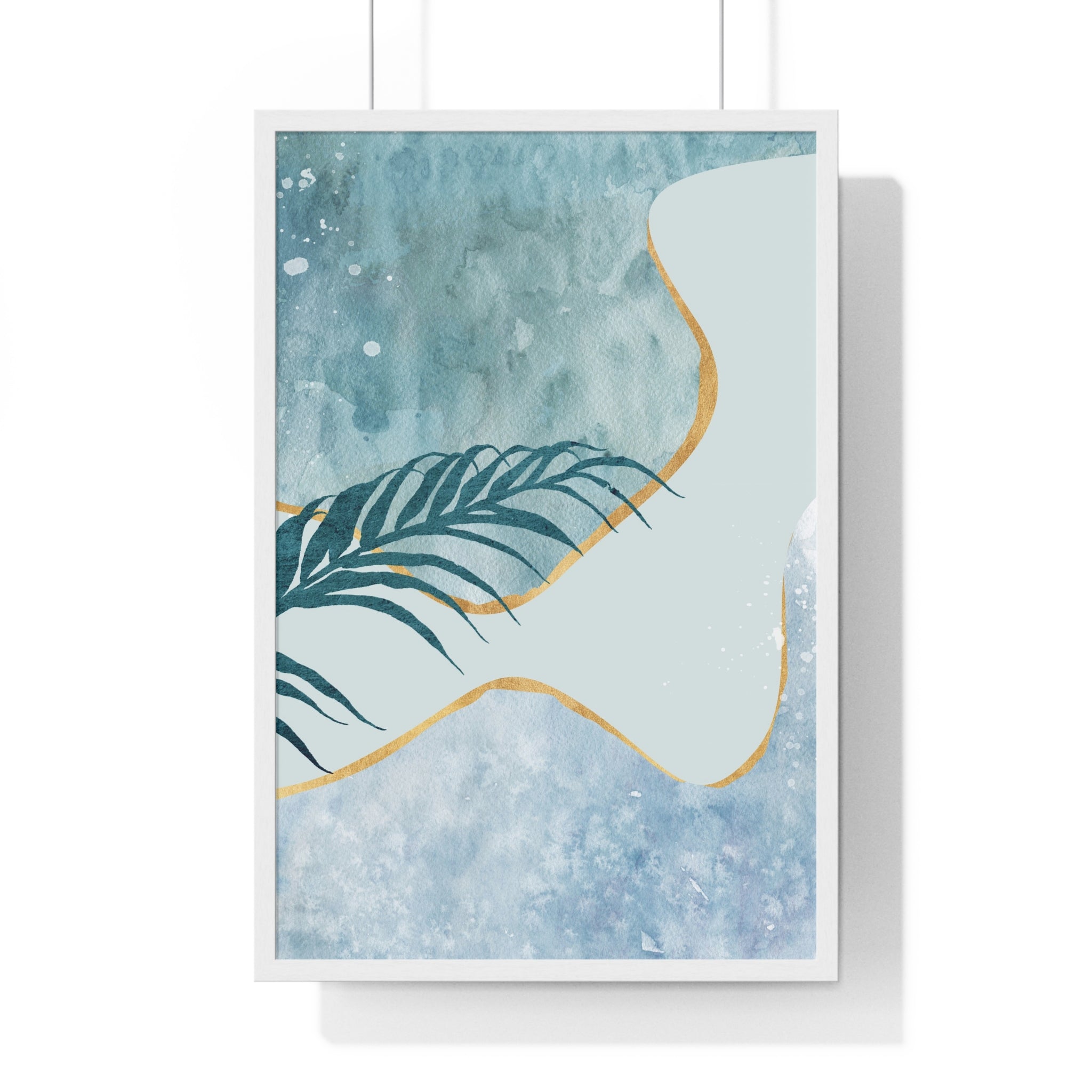 Abstract Leaf Prints on Wooden Frame – Modern Wall Art