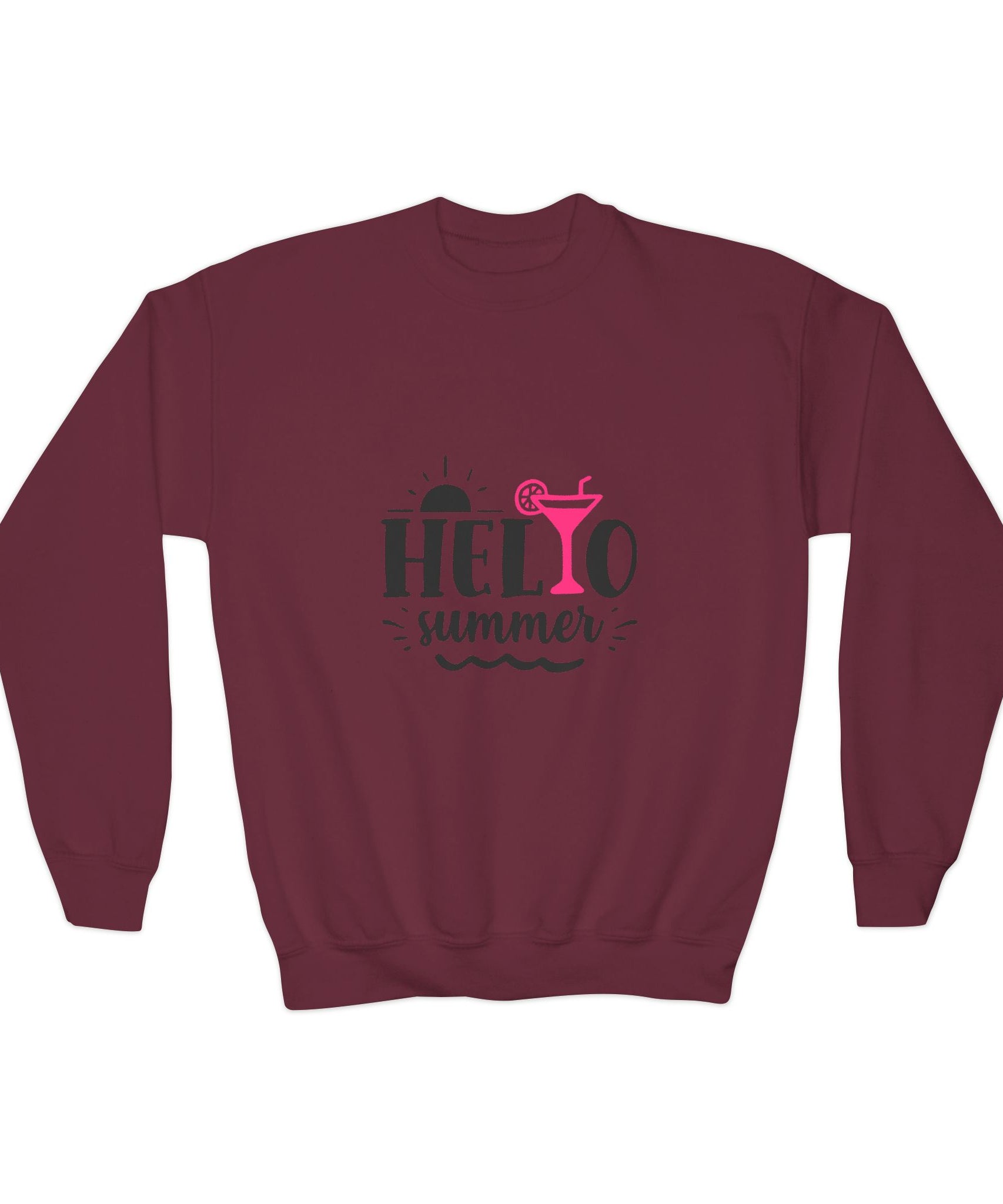 Hello Summer Youth Crewneck Sweatshirt - Fun Casual Wear for Kids - Gallory Hive