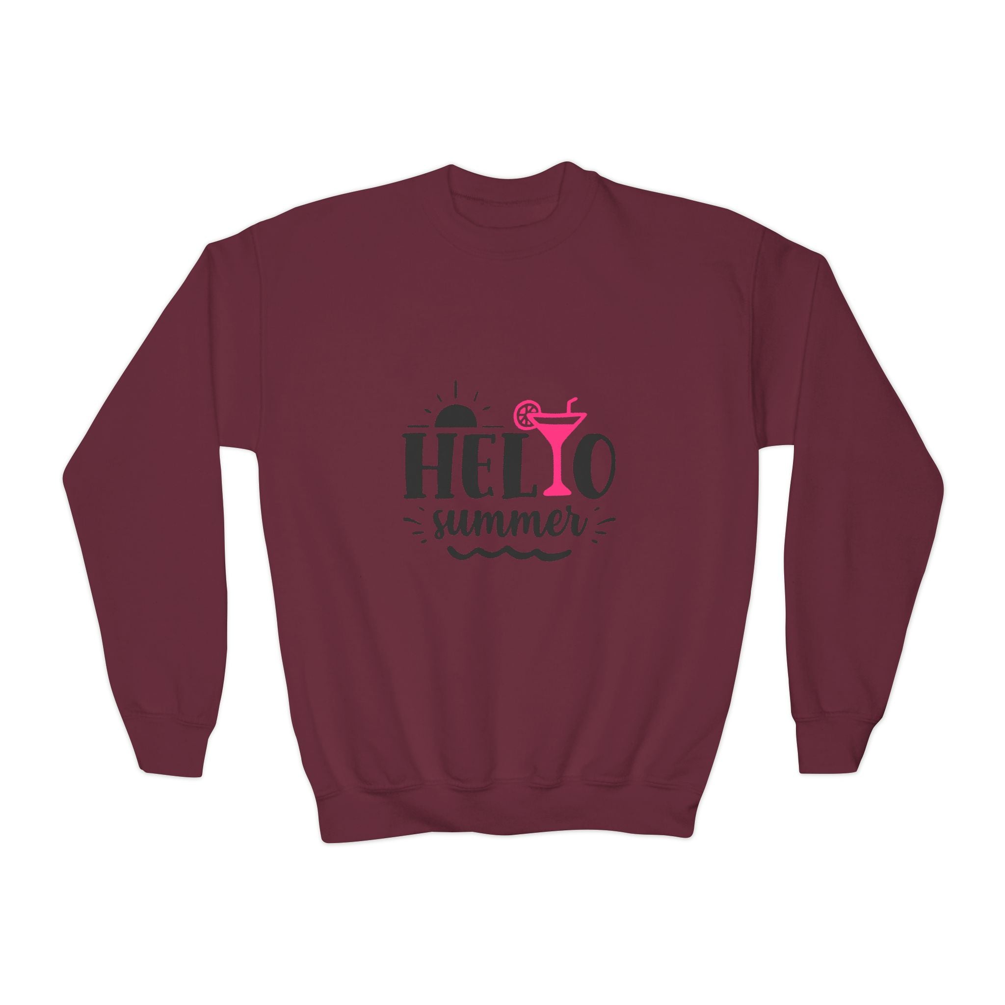 Hello Summer Youth Crewneck Sweatshirt - Fun Casual Wear for Kids - Gallory Hive