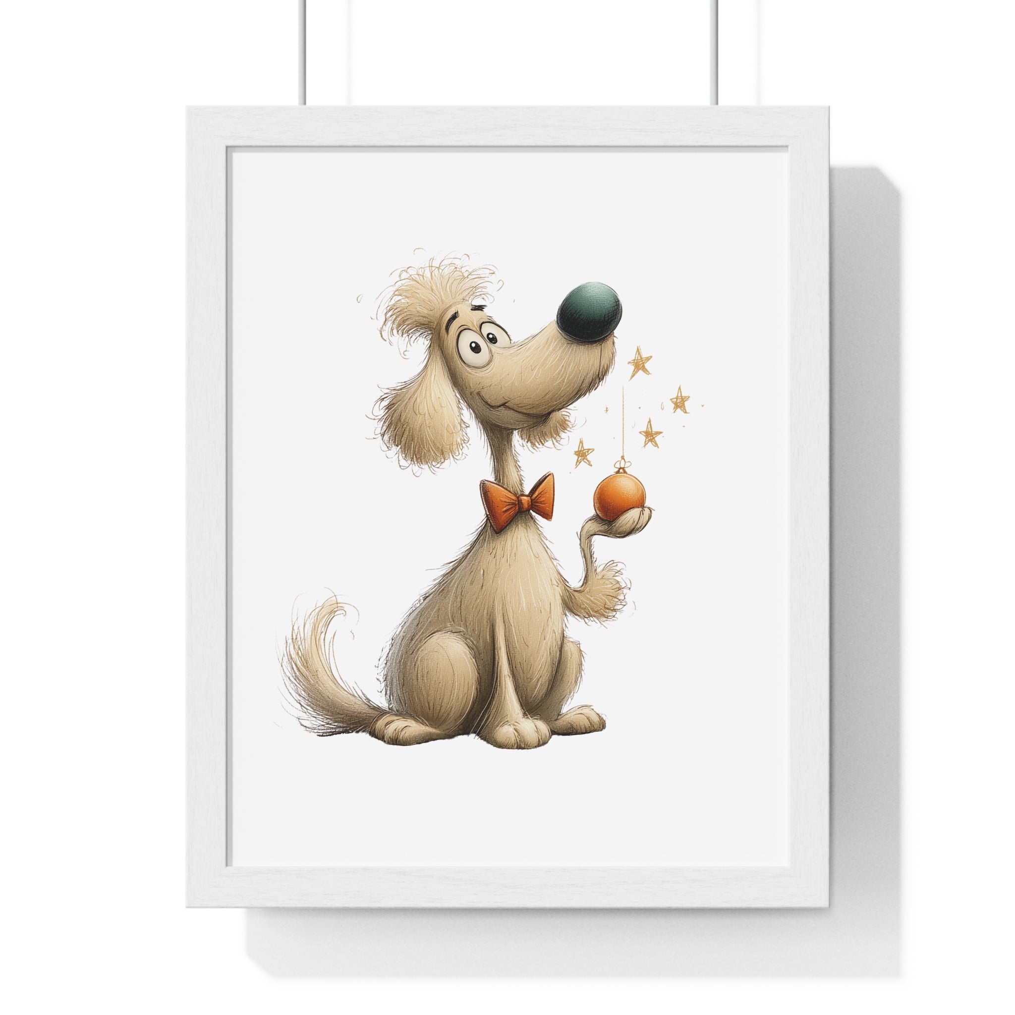 Ornament Pup – Wooden Wall Frame Whimsical Holiday Dog Decor - Gallory Hive