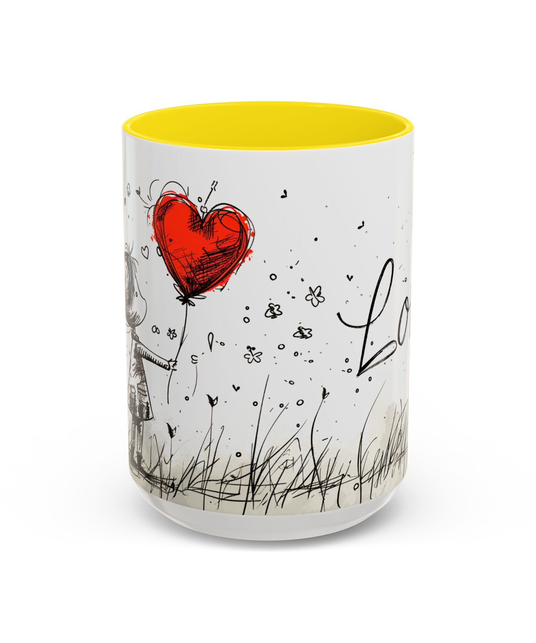 Love Heart Sketch Ceramic Coffee Mug | Gallory Hive