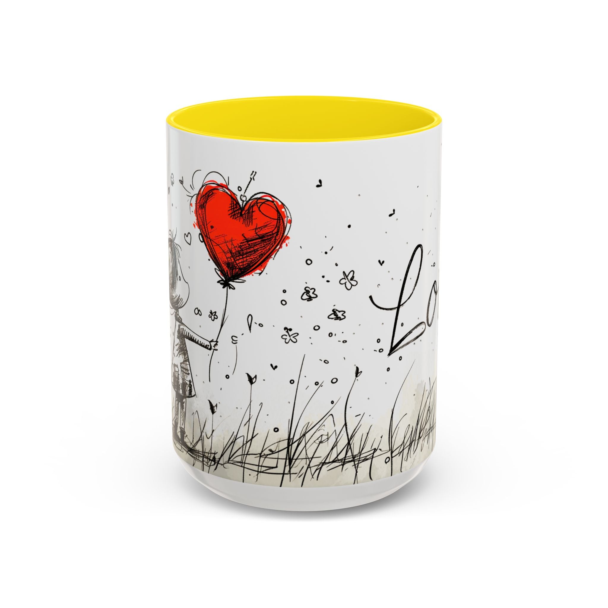 Love Heart Sketch Ceramic Coffee Mug | Gallory Hive