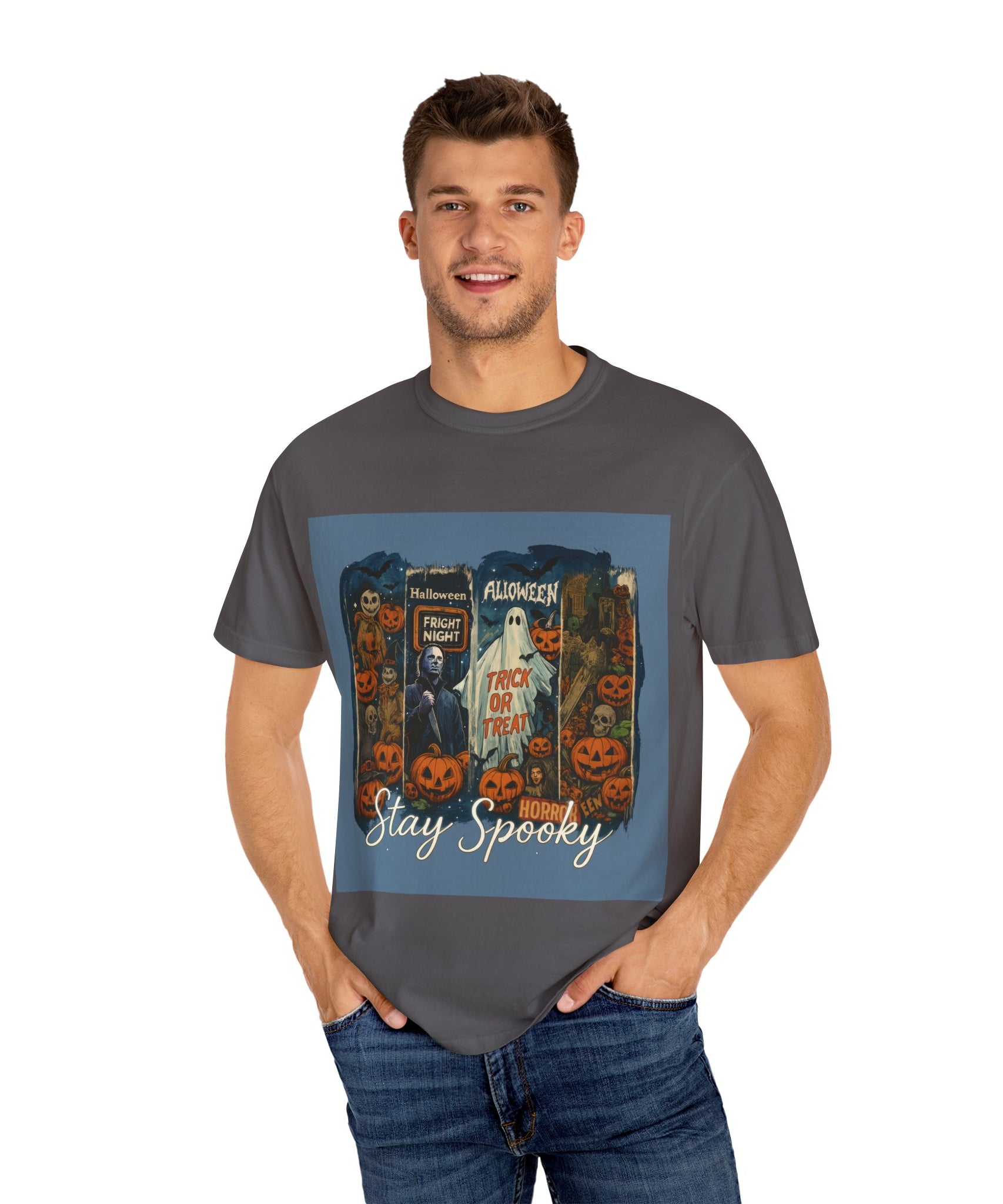 Stay Spooky Halloween Horror T-Shirt – Retro Slasher, Ghost, Pumpkins & Fright Night Design - Gallory Hive