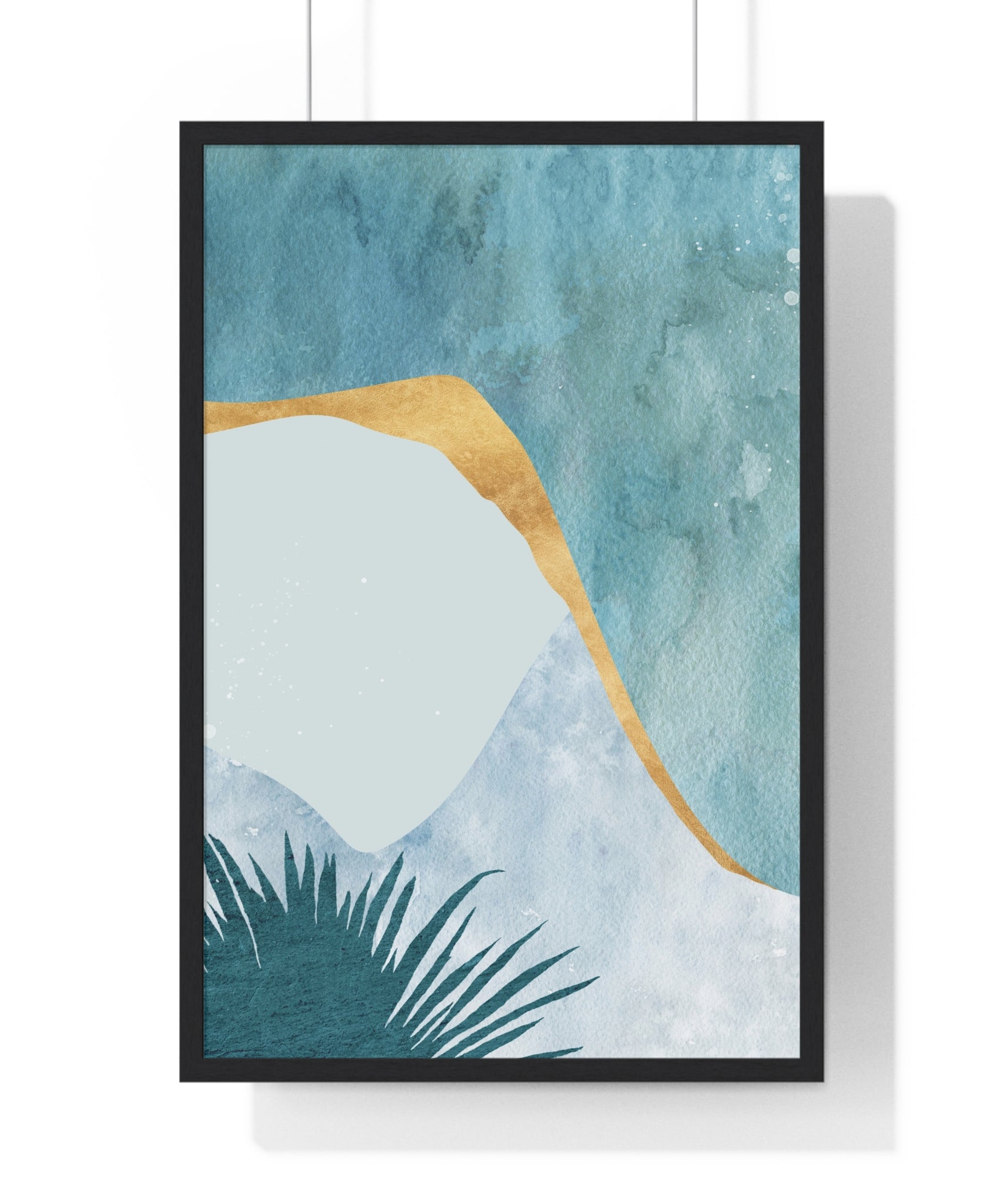 Premium Wooden Framed Abstract Botanical Leaf Posters – Modern Matte Nature Wall Art