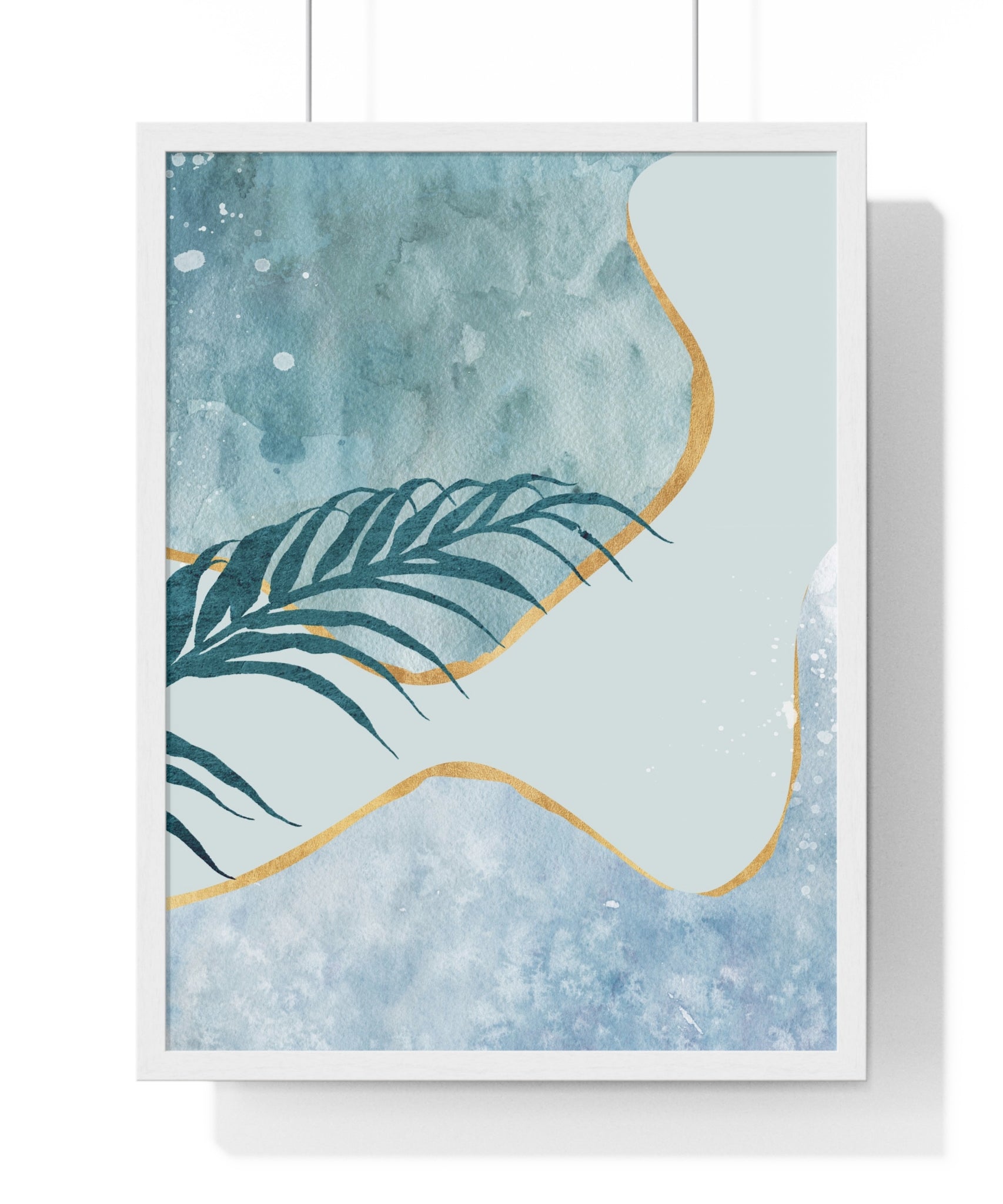 Abstract Leaf Prints on Wooden Frame – Modern Wall Art | Gallory Hive