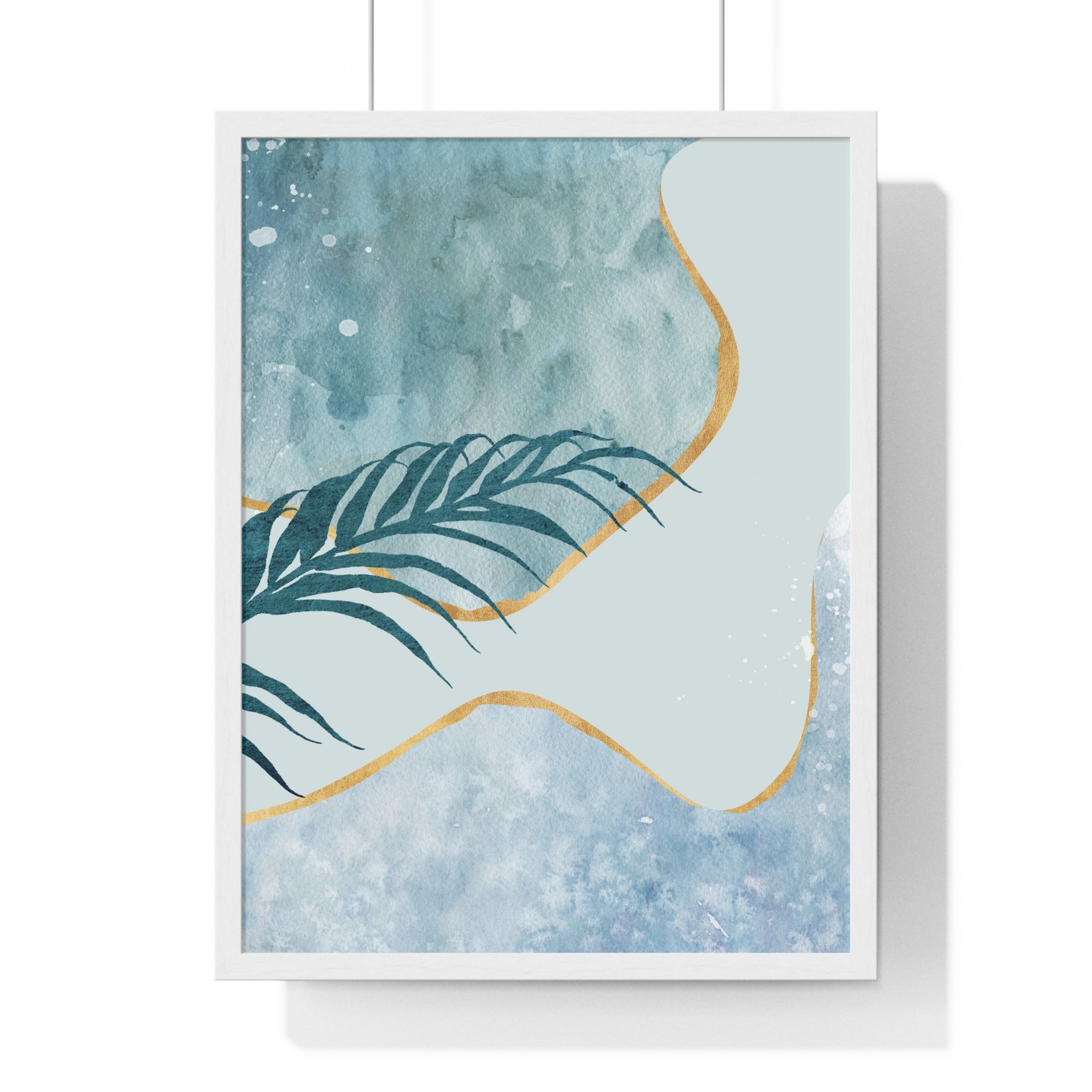 Abstract Leaf Prints on Wooden Frame – Modern Wall Art | Gallory Hive