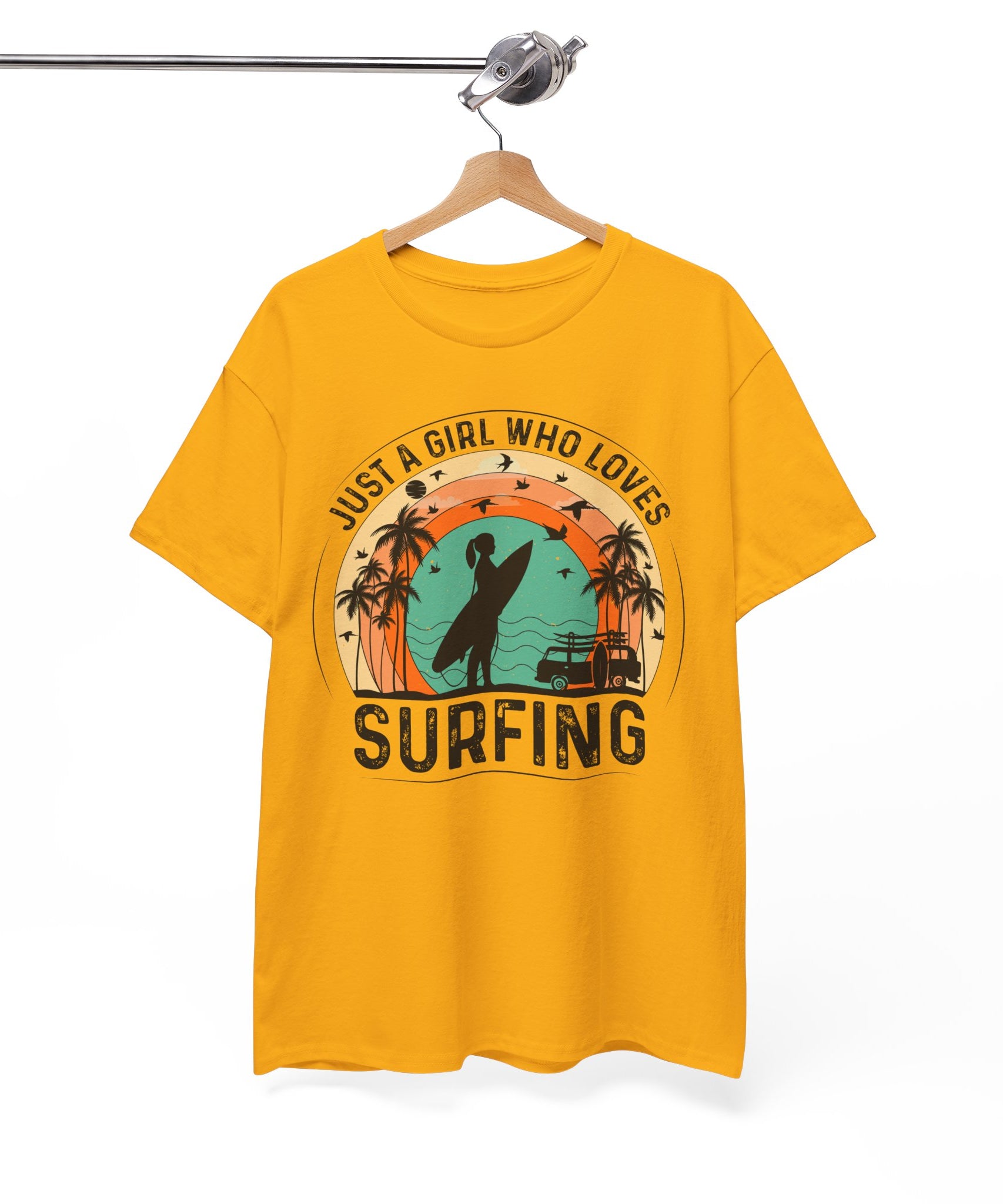 Beach Girl Surfing Retro Tee