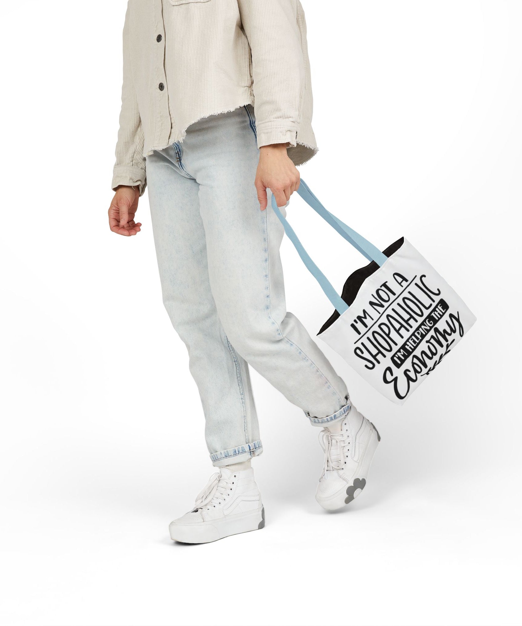 Tote Bag - 'I'm Not a Shopaholic, I'm Helping the Economy' - Trendy Eco-Friendly Shopping Essential