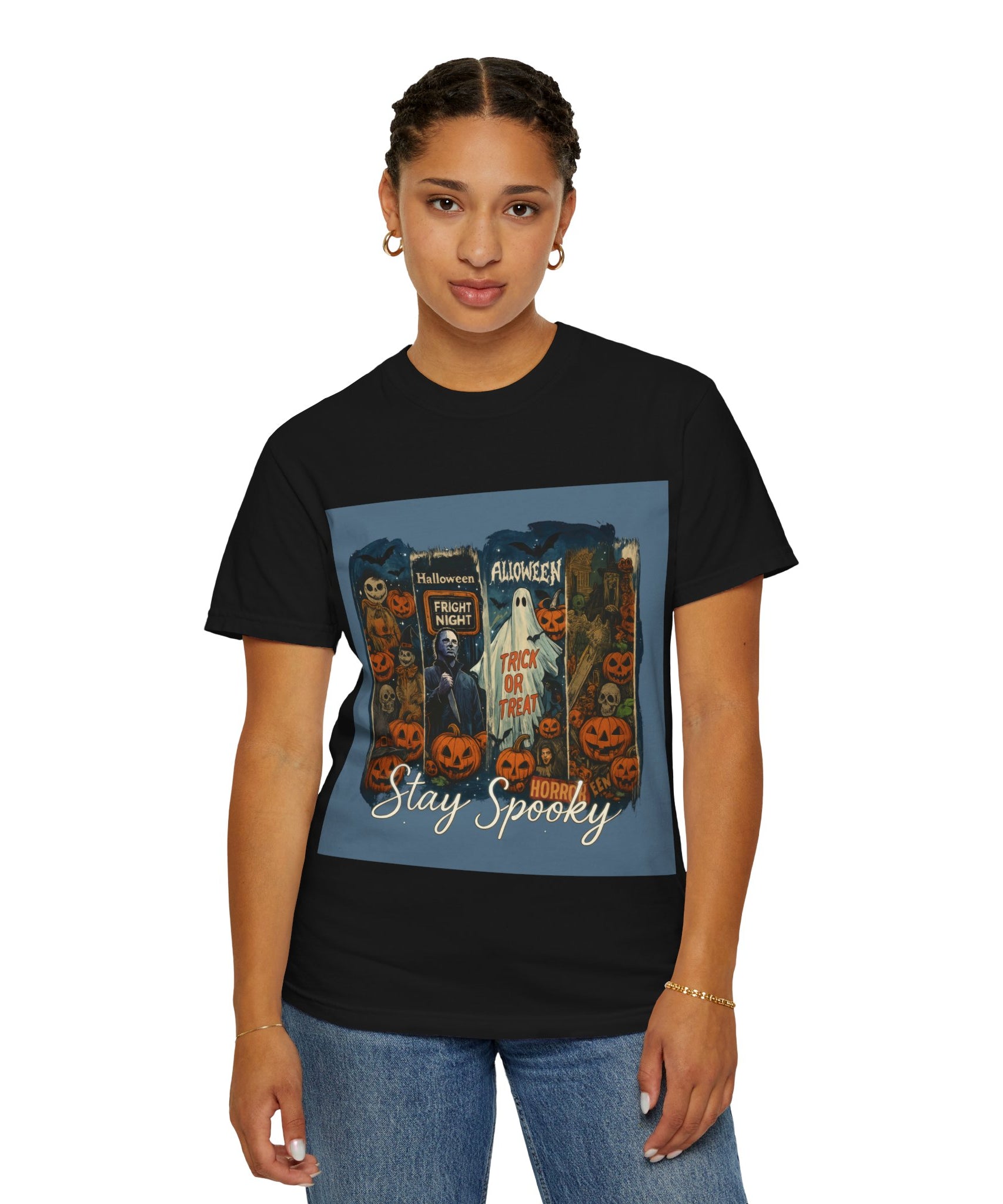 Stay Spooky Halloween Horror T-Shirt – Retro Slasher, Ghost, Pumpkins & Fright Night Design - Gallory Hive