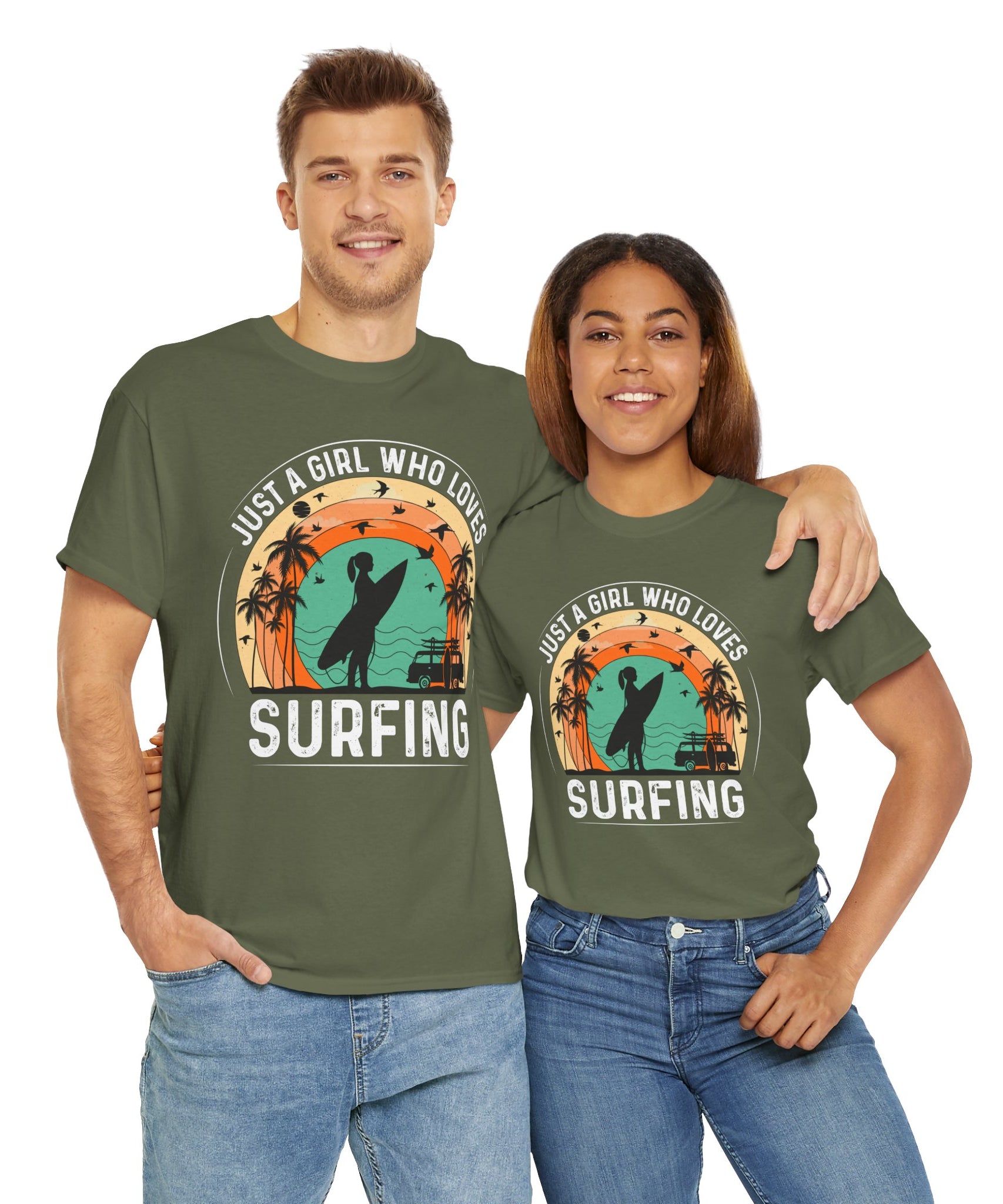 Beach Girl Surfing Retro Tee