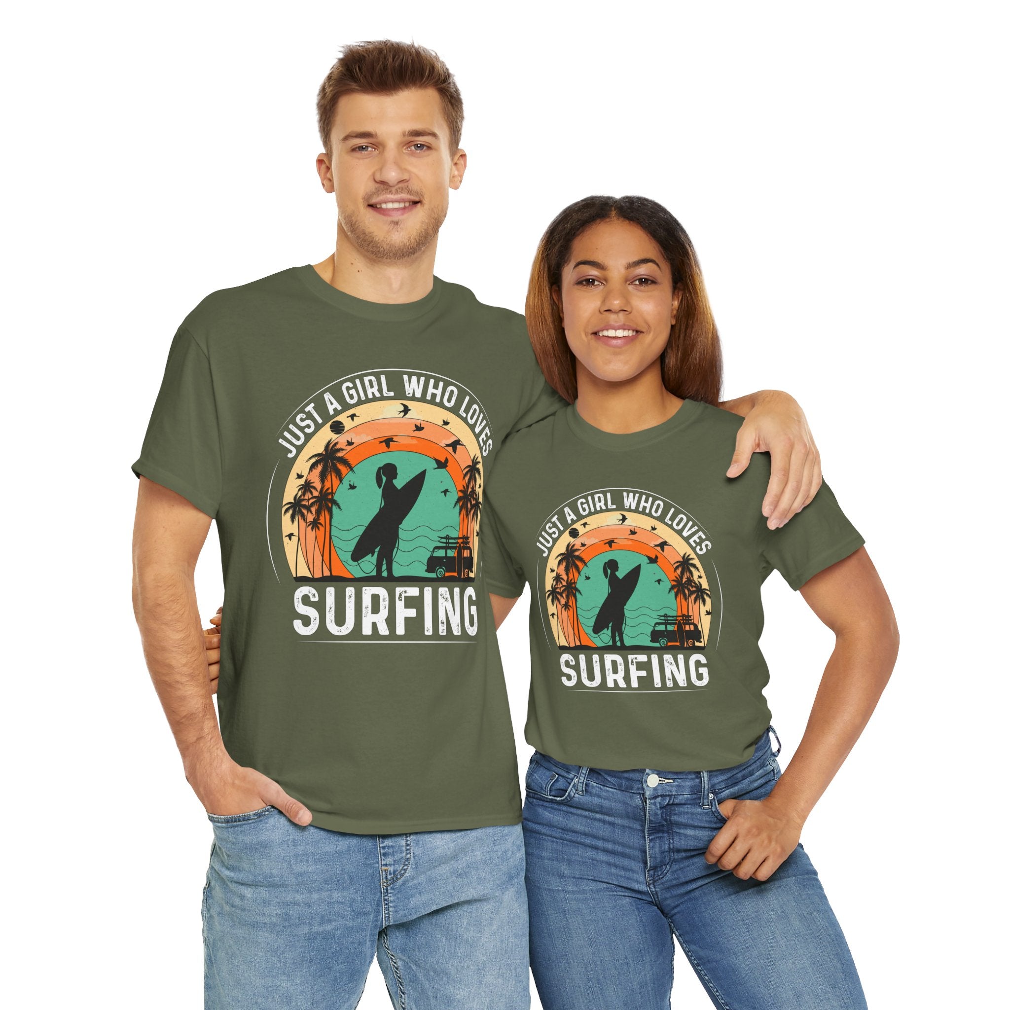 Beach Girl Surfing Retro Tee