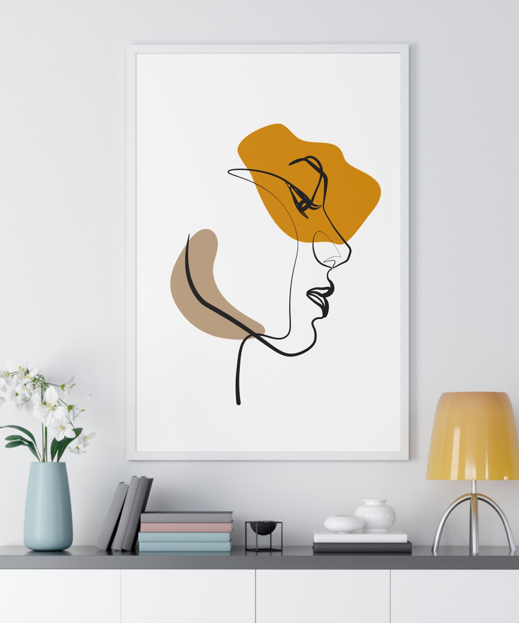 Abstract Profile Line Art – Framed Face Print