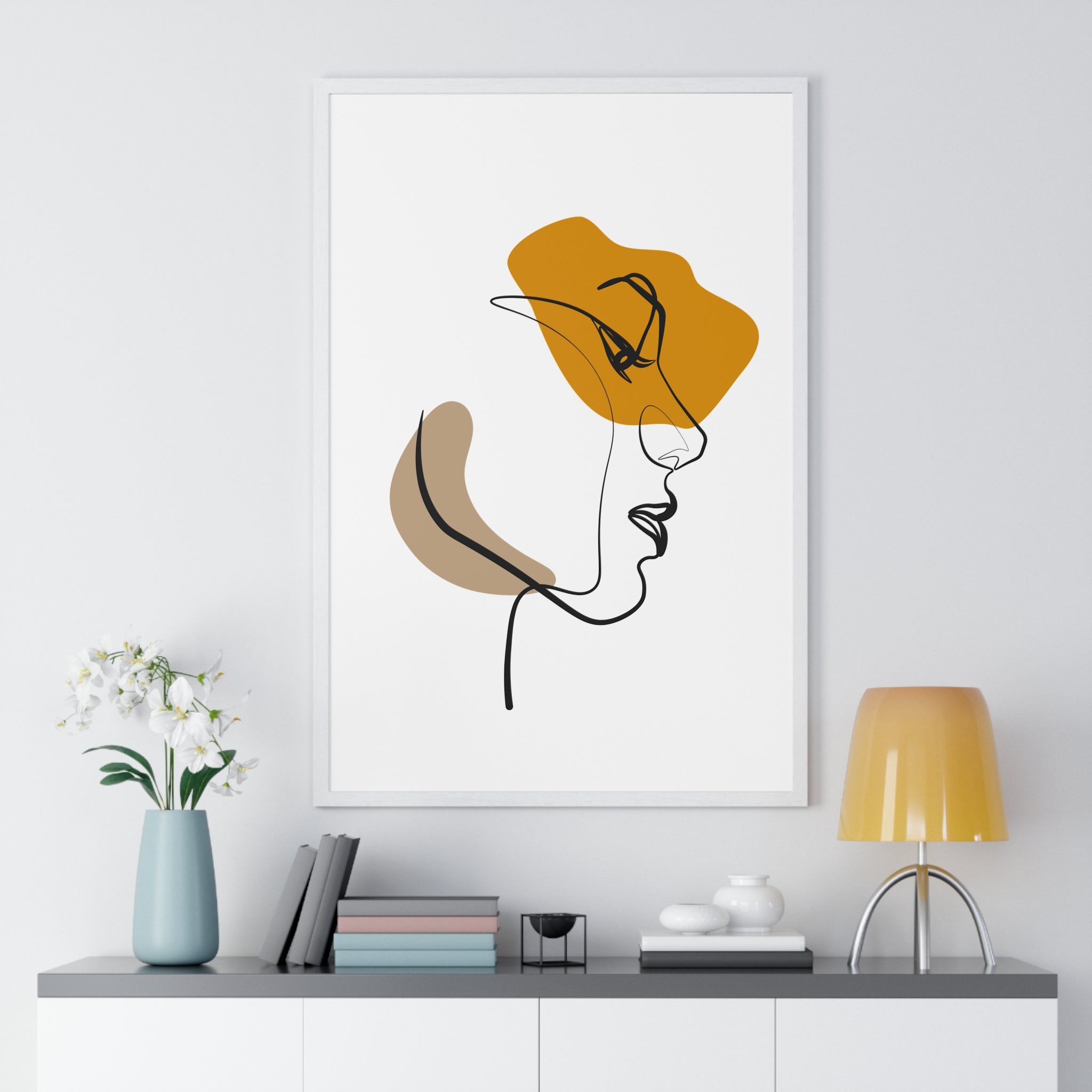 Abstract Profile Line Art – Framed Face Print