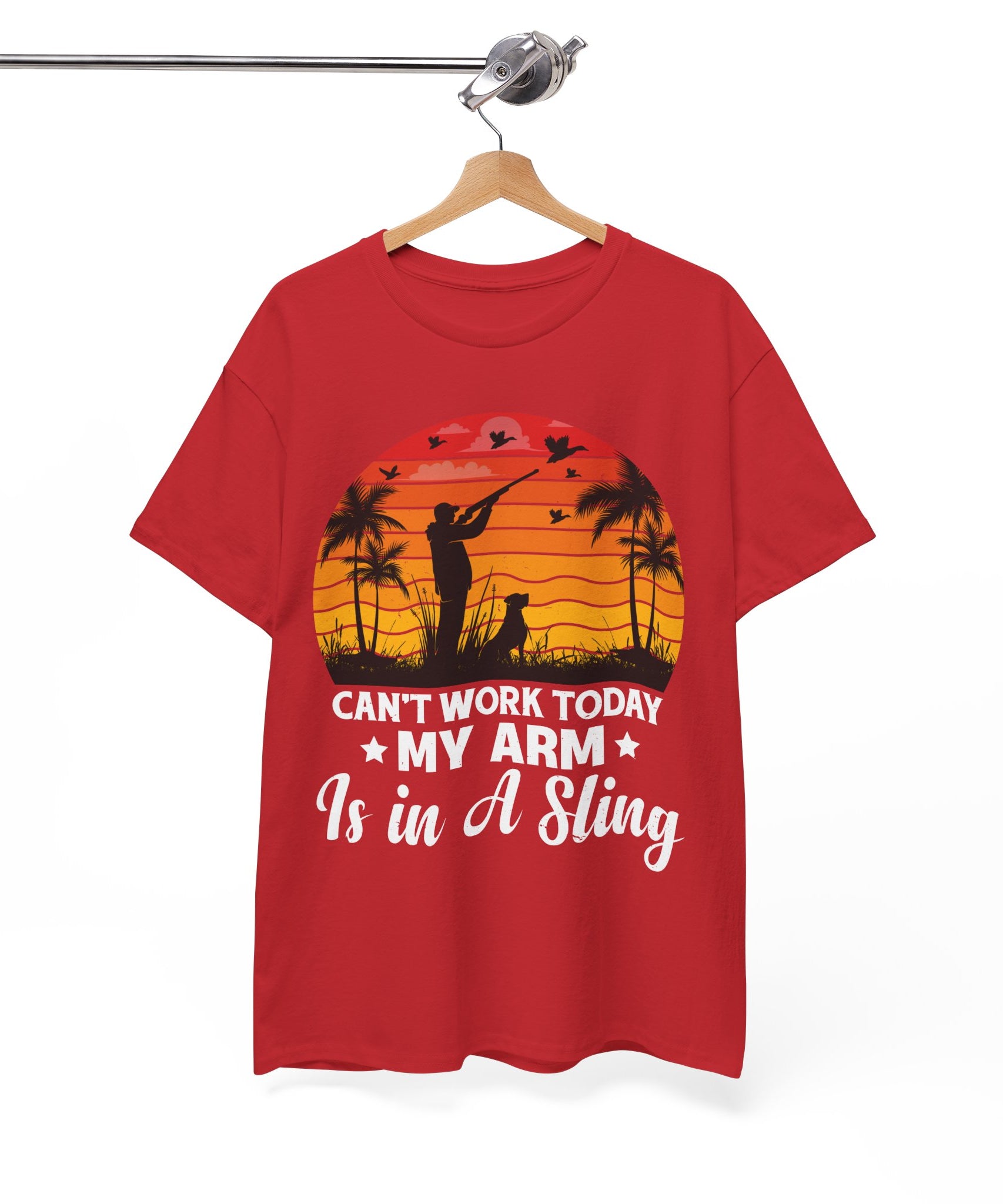 Hunter & Dog Tee – Retro Sunset Scene | Gallory Hive