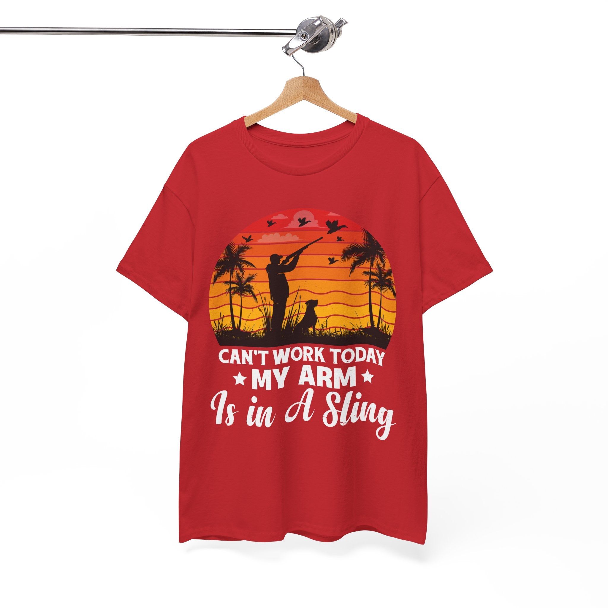 Hunter & Dog Tee – Retro Sunset Scene | Gallory Hive