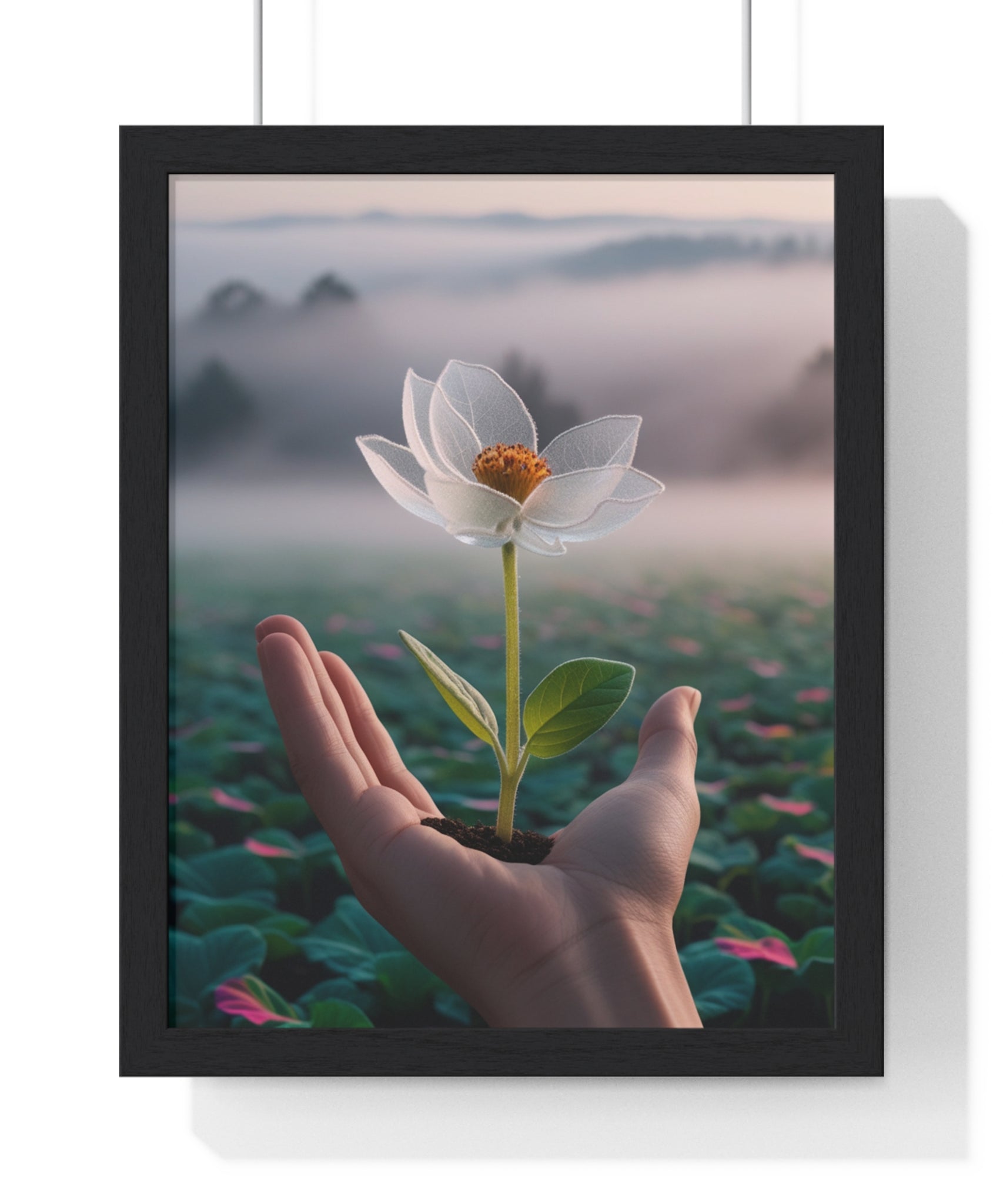 Framed Poster, Serene Floral Wall Art, Nature Print, Gift for Garden Lovers, Motivational Decor, Vertical Art Print