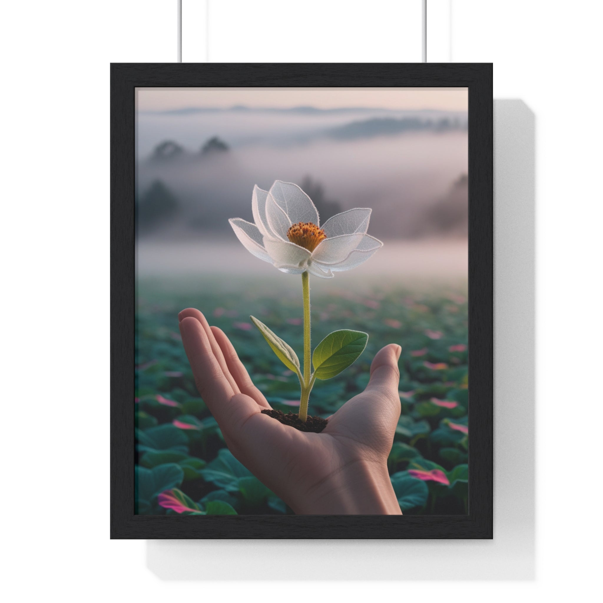 Framed Poster, Serene Floral Wall Art, Nature Print, Gift for Garden Lovers, Motivational Decor, Vertical Art Print