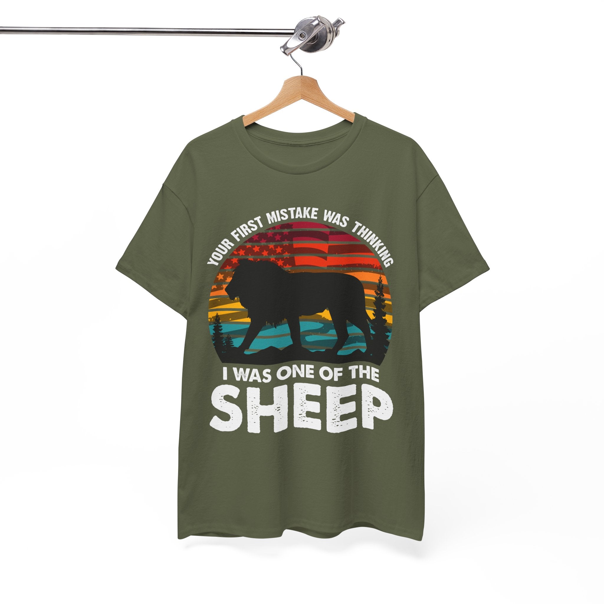 Bold Lion Tee with USA Flag Sunset | Gallory Hive